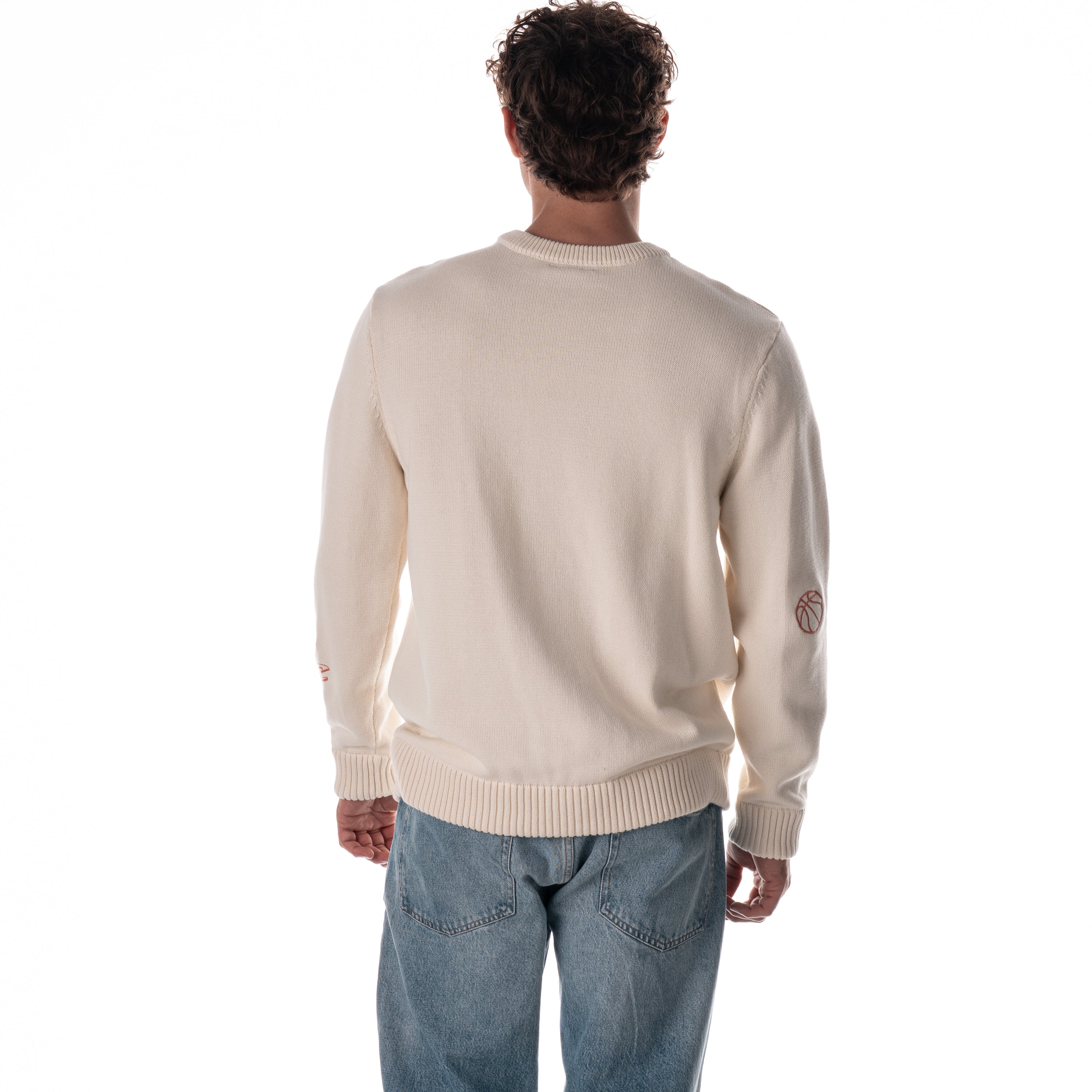 Cleveland Cavs Unisex All Over Jacquard Crew Sweater - Cream - Image 3