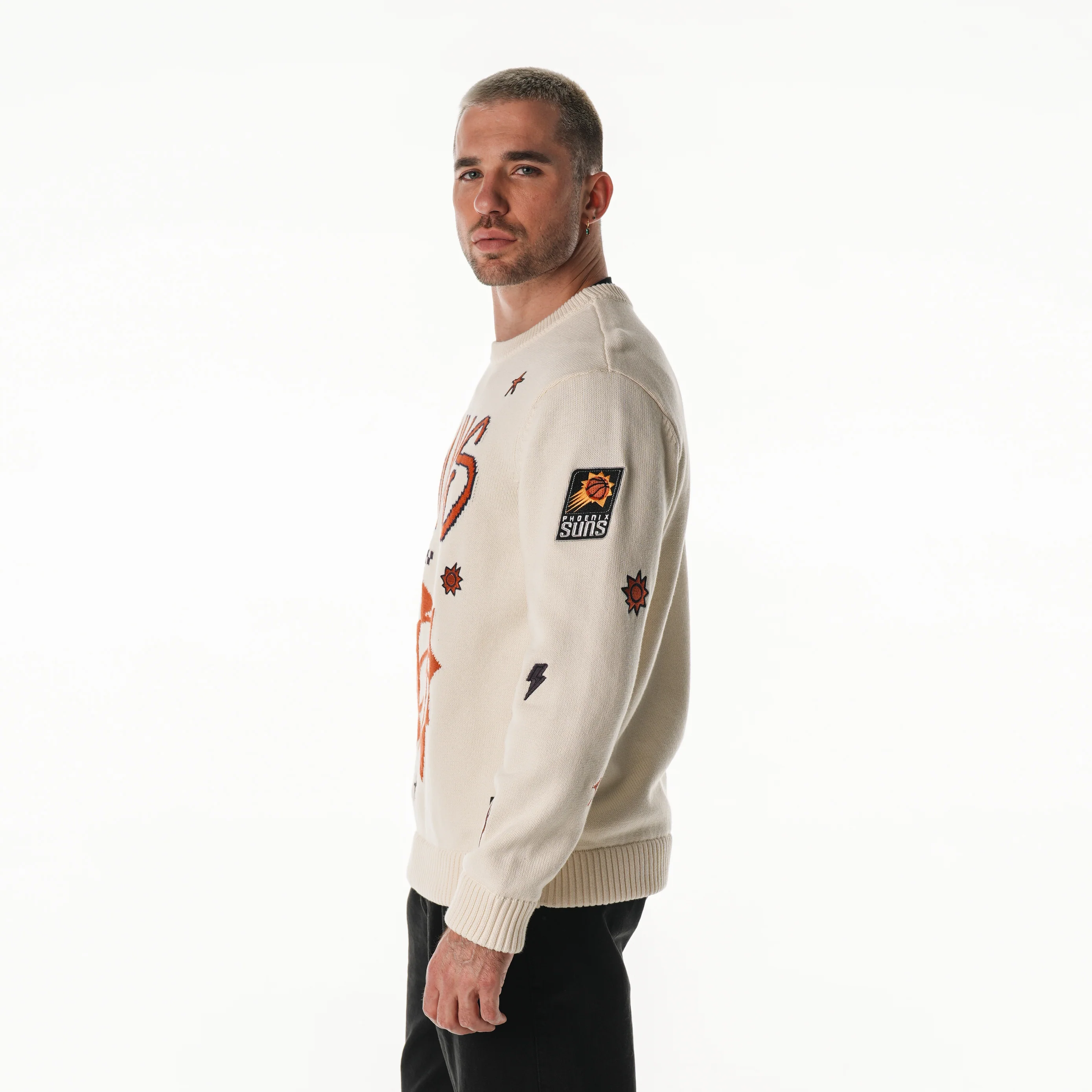Phoenix Suns Unisex All Over Jacquard Crew Sweater - Cream - Image 3