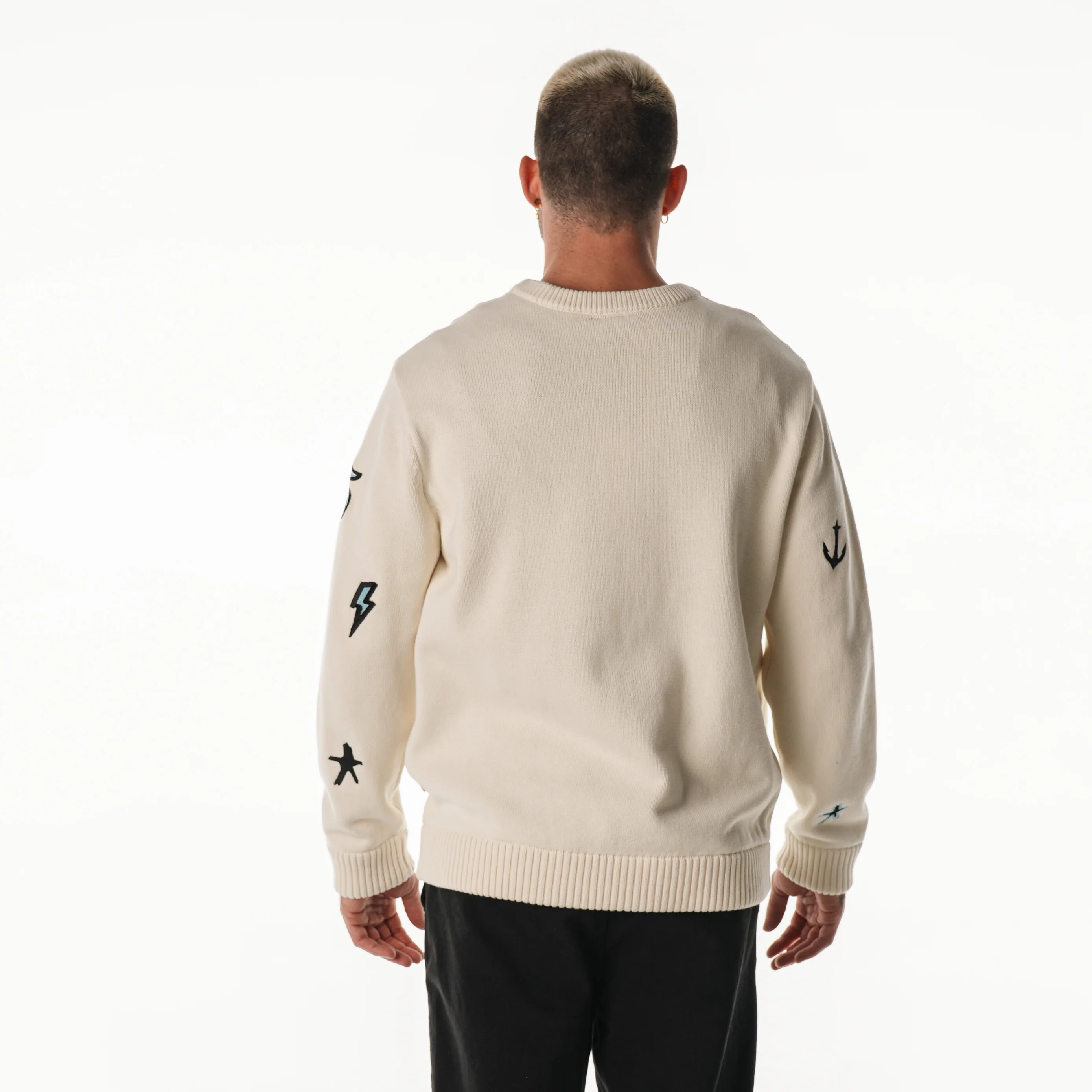 Seattle Kraken Unisex All Over Jacquard Crew Sweater - Cream - Image 4