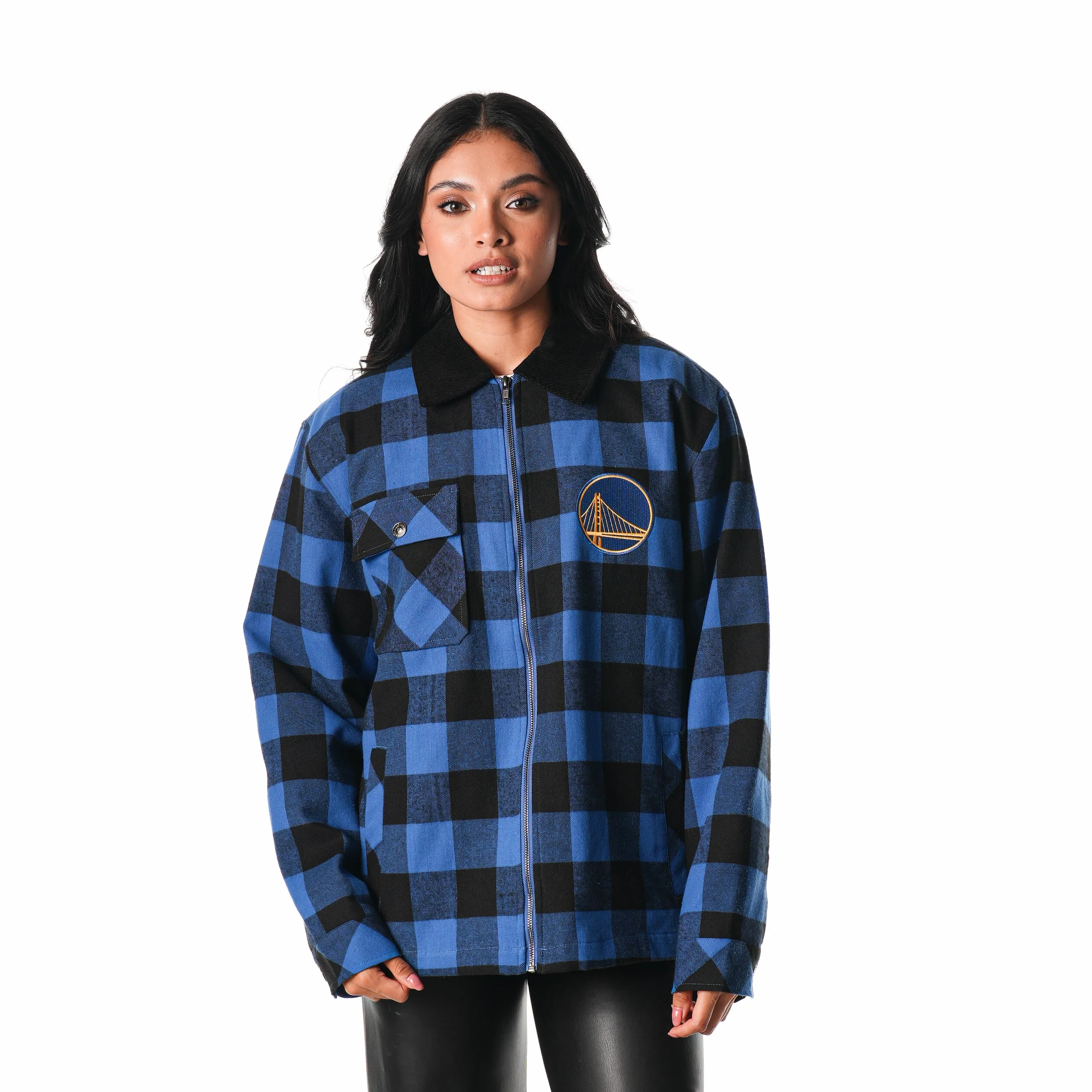 Golden State Warriors Flannel Zip Front Jacket - Blue - Image 5