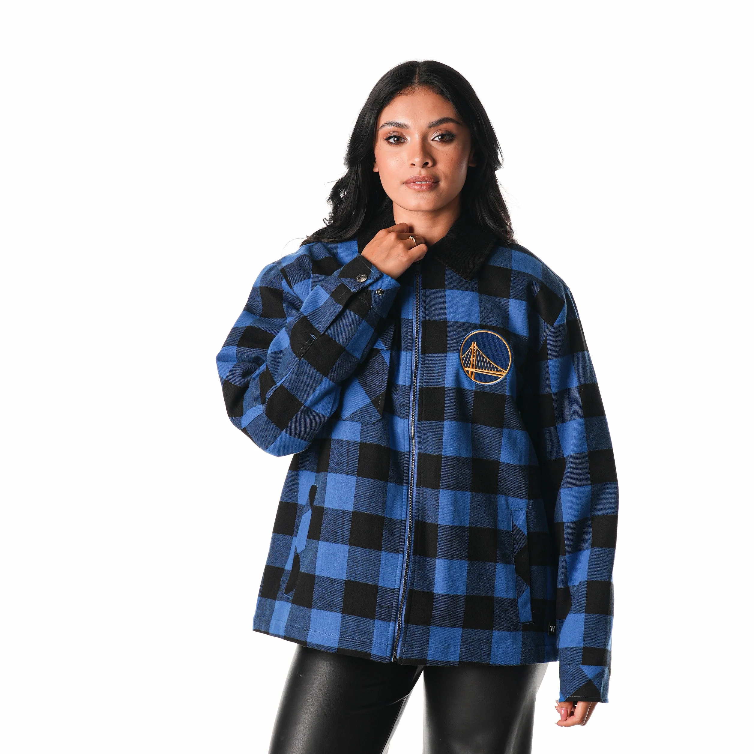 Golden State Warriors Flannel Zip Front Jacket - Blue - Image 6