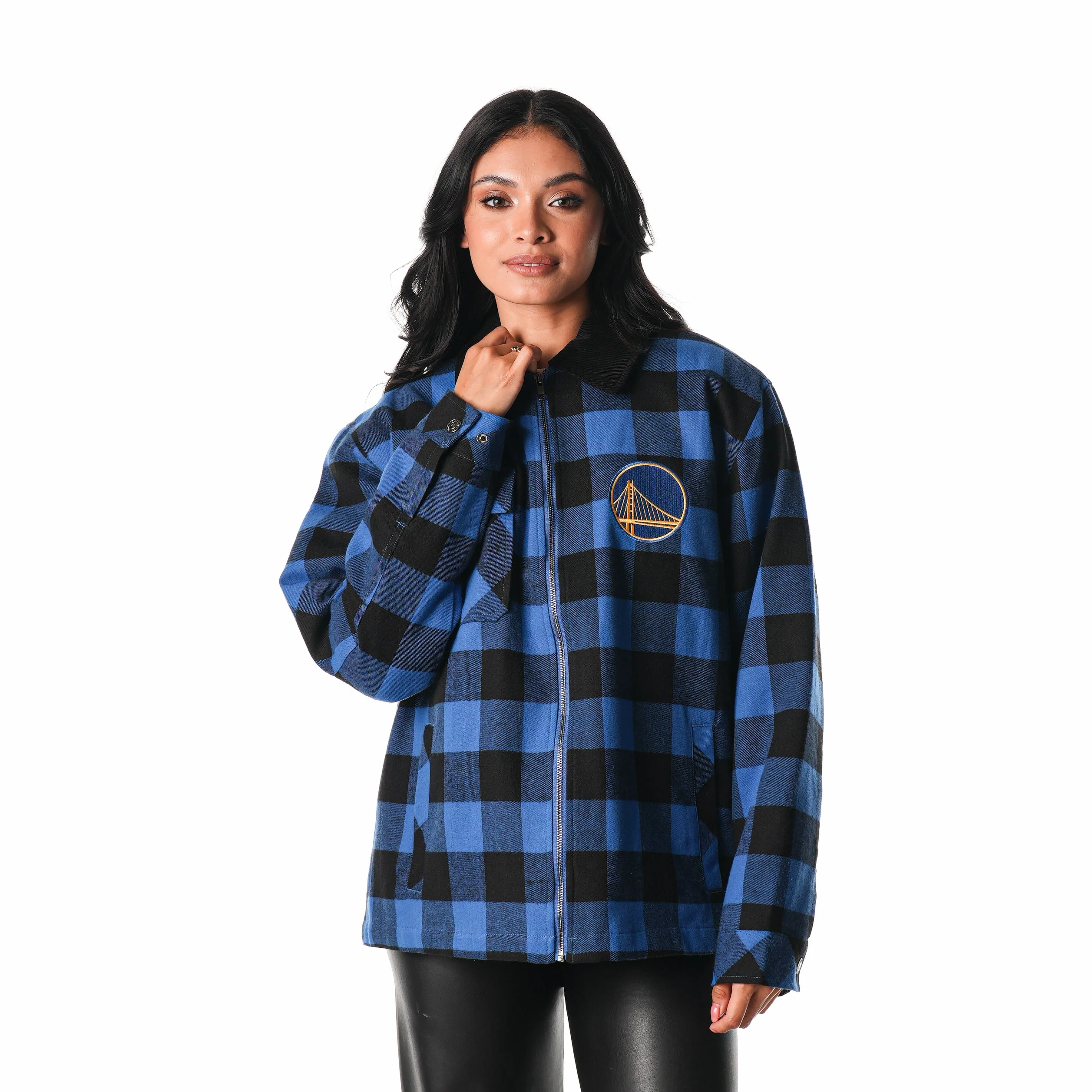 Golden State Warriors Flannel Zip Front Jacket - Blue - Image 7
