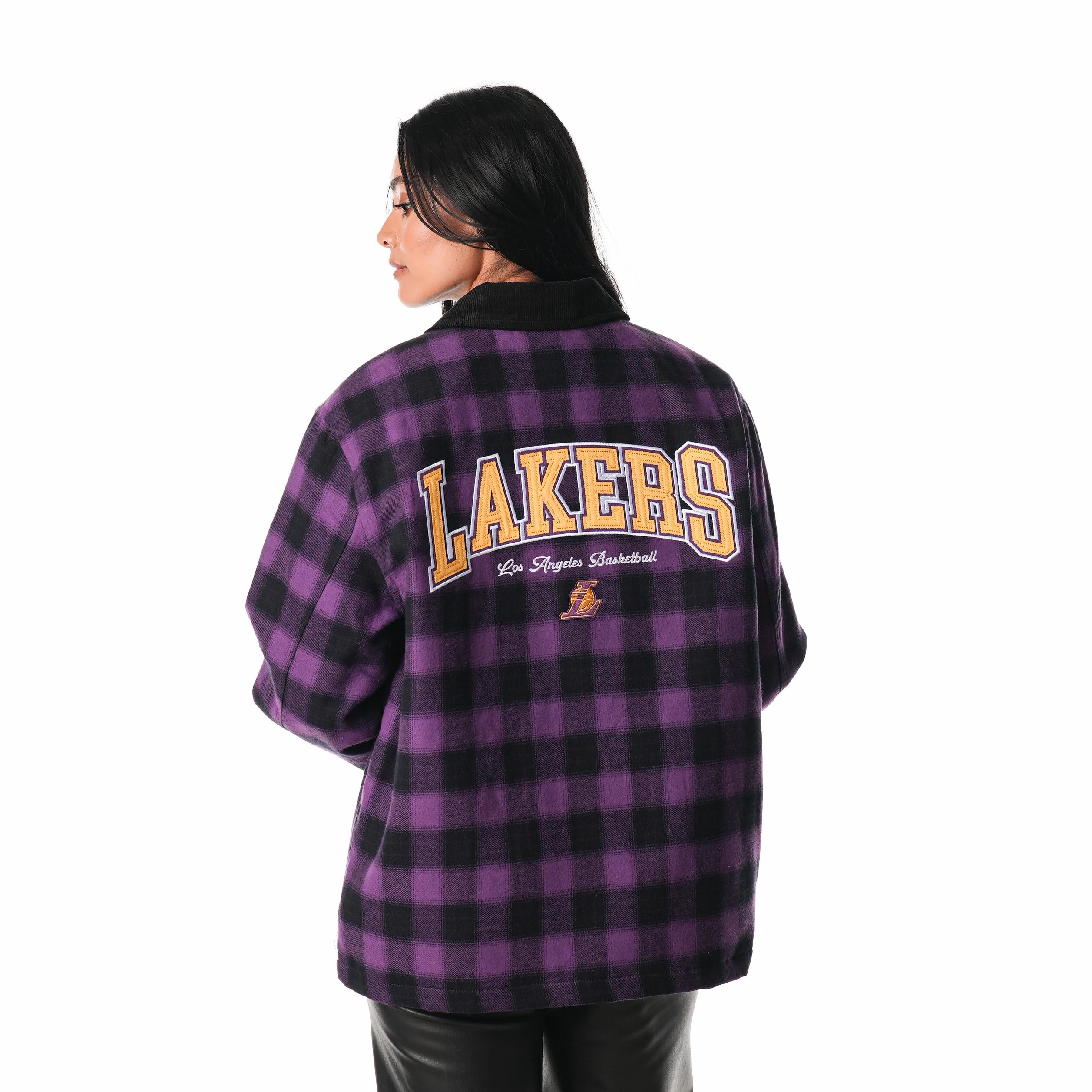 Los Angeles Lakers Flannel Zip Front Jacket - Purple - Image 3