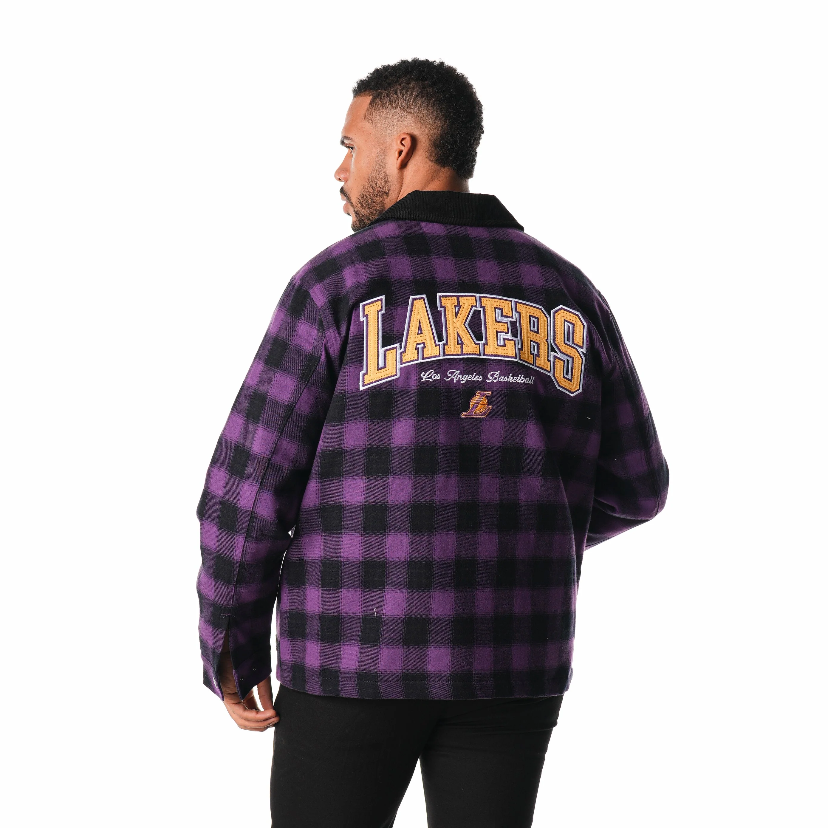 Los Angeles Lakers Flannel Zip Front Jacket - Purple - Image 5