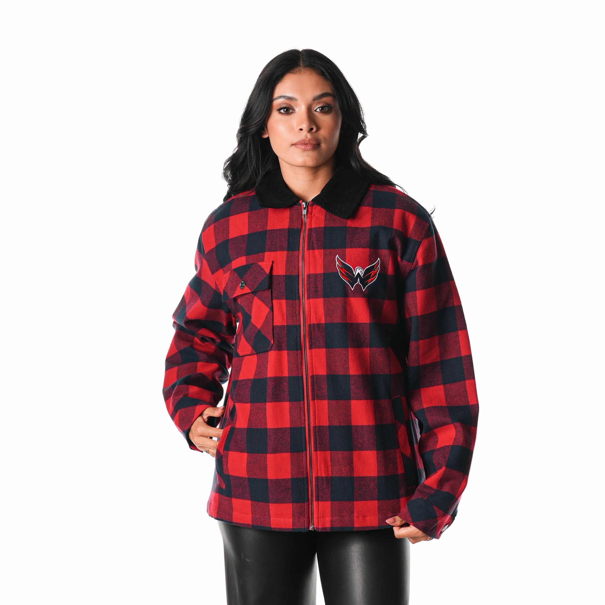 Washington Capitals Flannel Zip Front Jacket - Navy/Red - Image 6