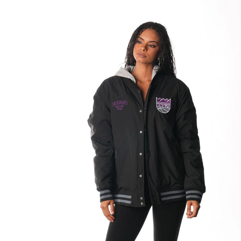 Sacramento Kings Hooded Bomber Jacket - Black - Image 3