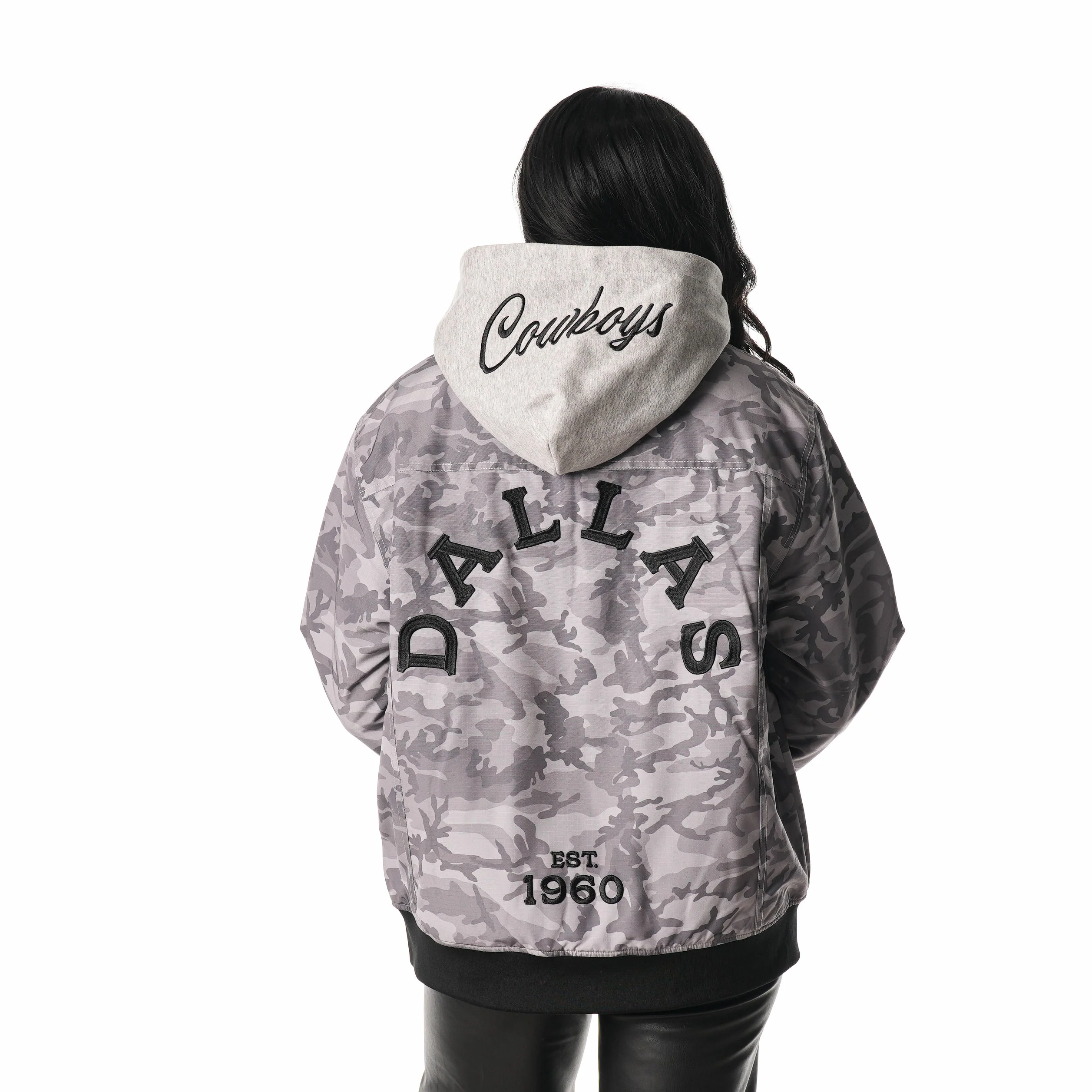 Dallas Cowboys Camo Hooded Bomber - Grey Camo - Image 2