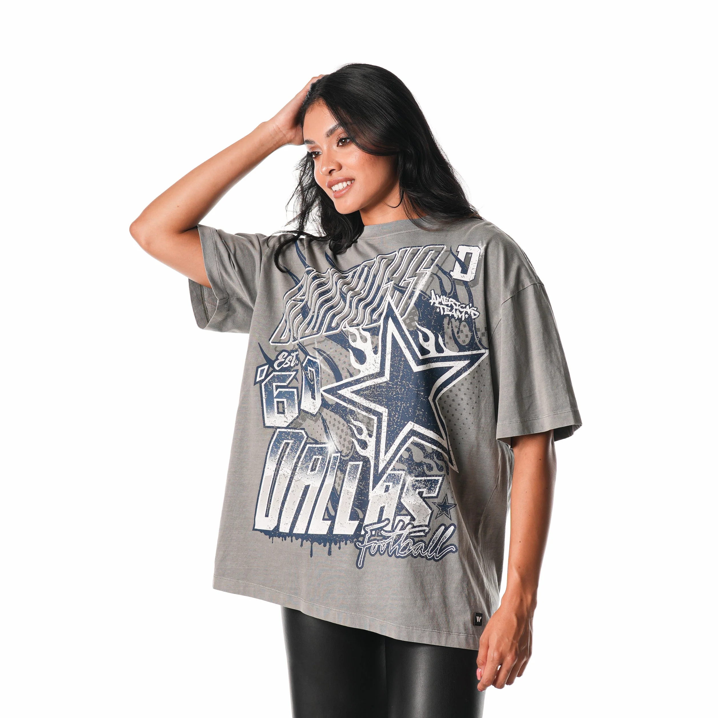 Dallas Cowboys Streetwear Flames Tee - Grey - Image 5