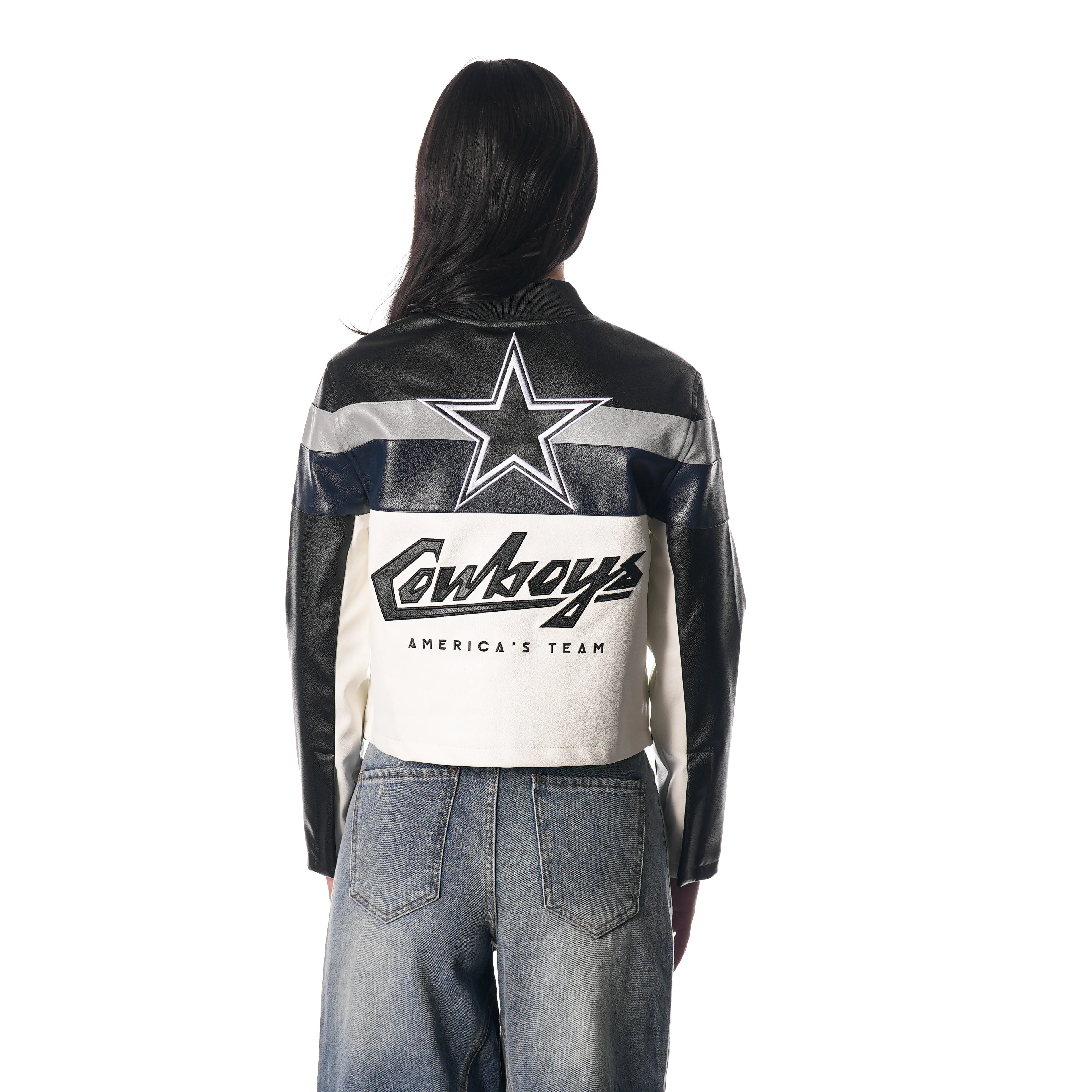 Dallas Cowboys Leather Racing Jacket - Multi - Image 2