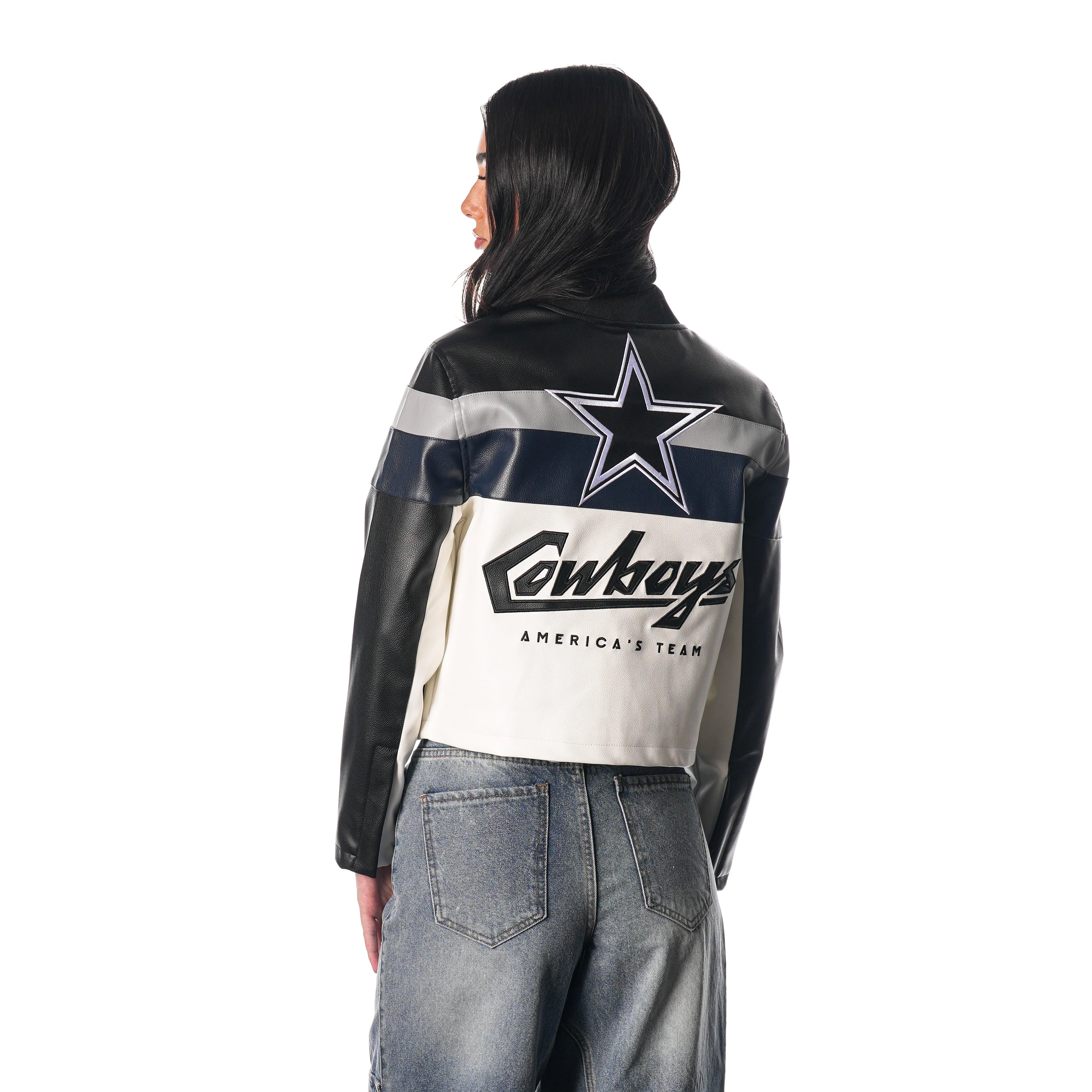 Dallas Cowboys Leather Racing Jacket - Multi - Image 3