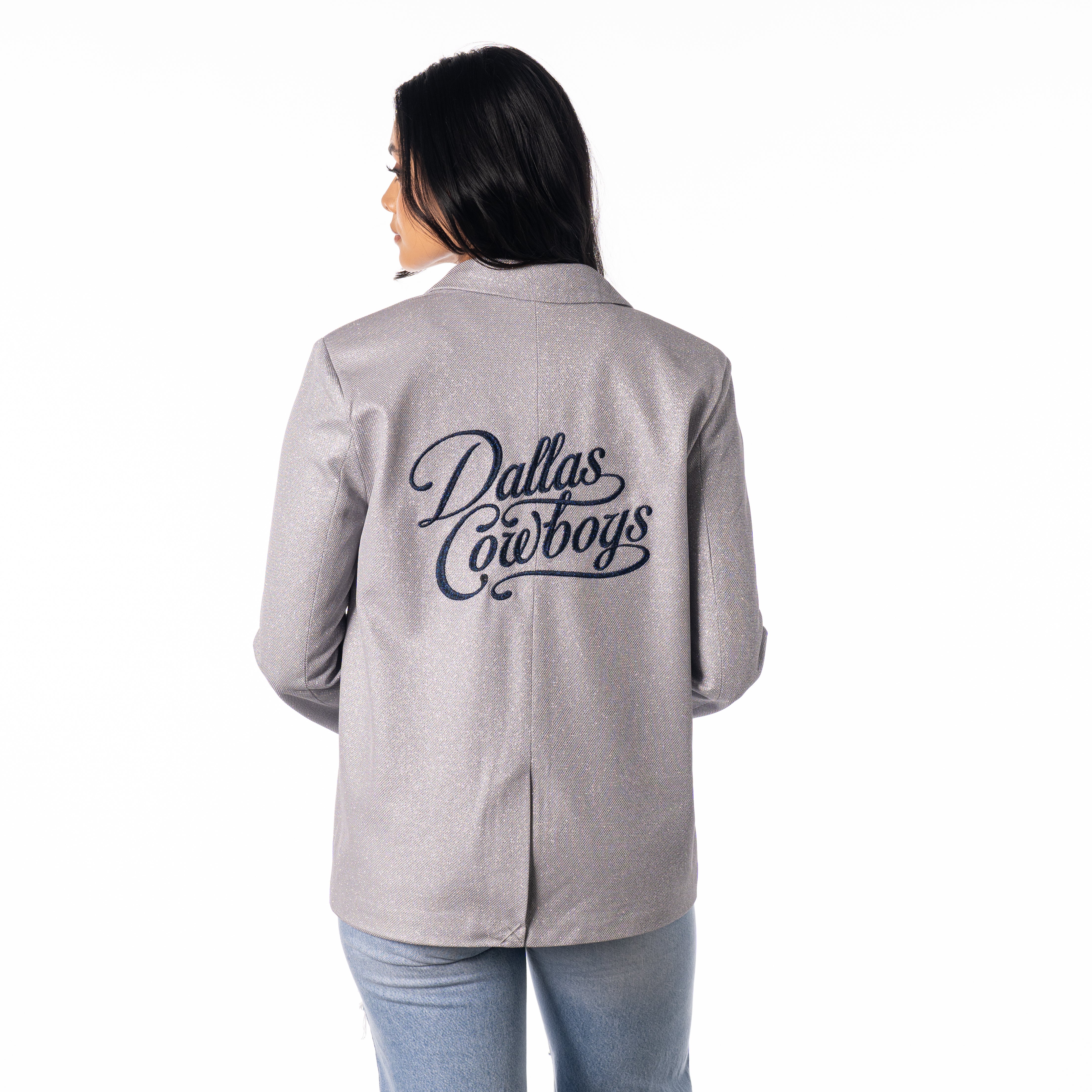 Dallas Cowboys Women's Sequin Blazer - Silver - Image 2