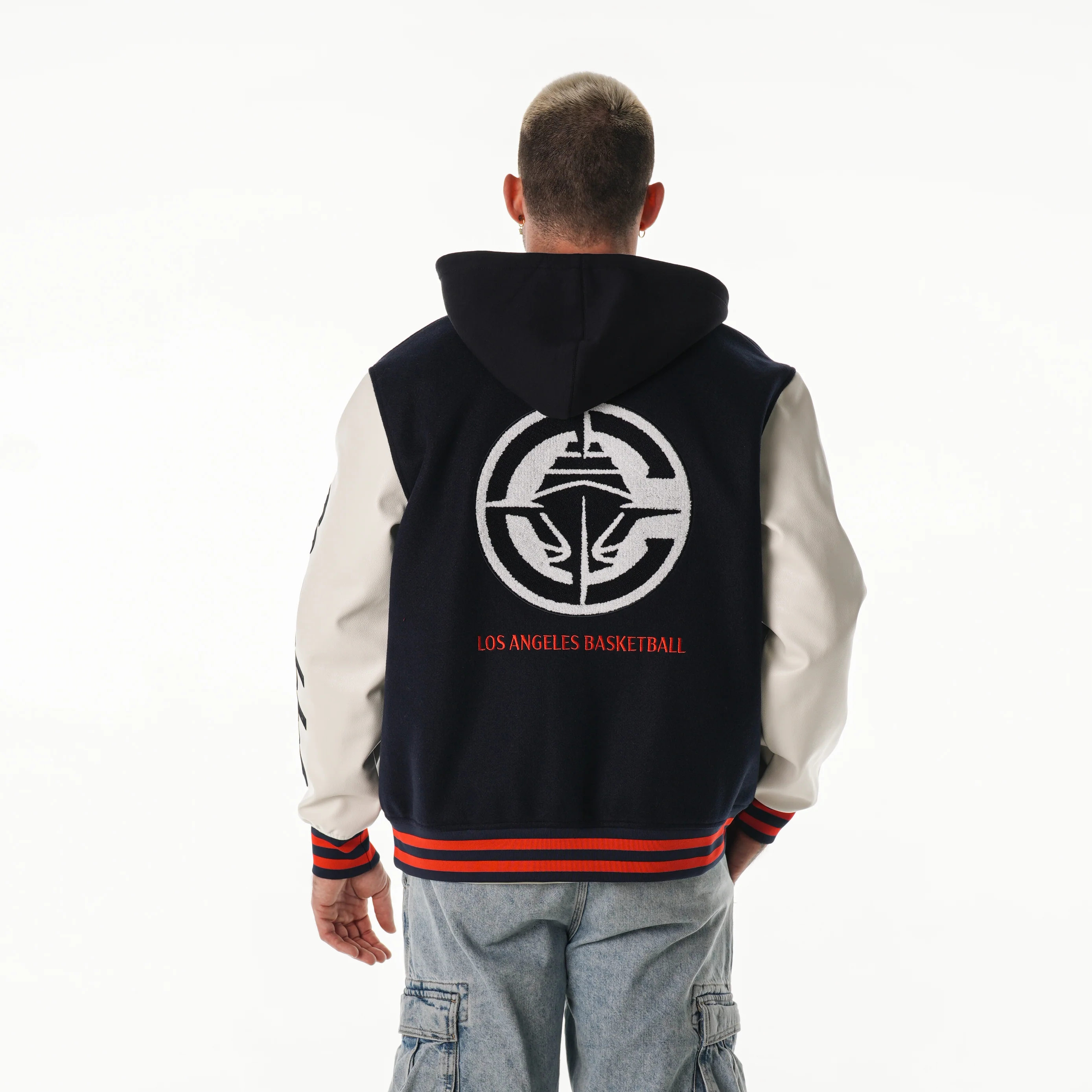 Los Angeles Clippers Unisex Varsity Hooded Jacket - Navy/White - Image 5