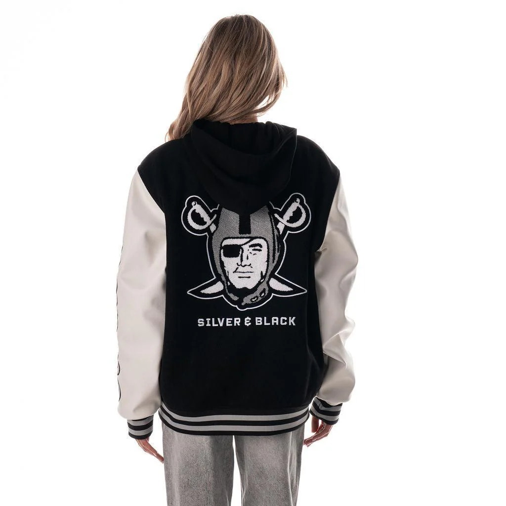 Las Vegas Raiders Unisex Hooded Varsity Jacket – Black - Image 4