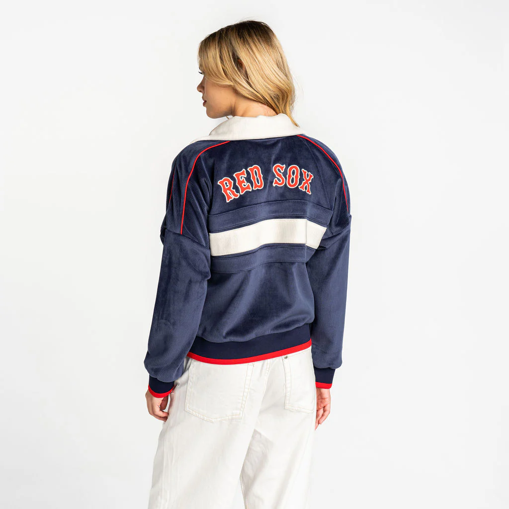 Boston Red Sox Women’s Cropped Corduroy Jacket - Navy - Image 3