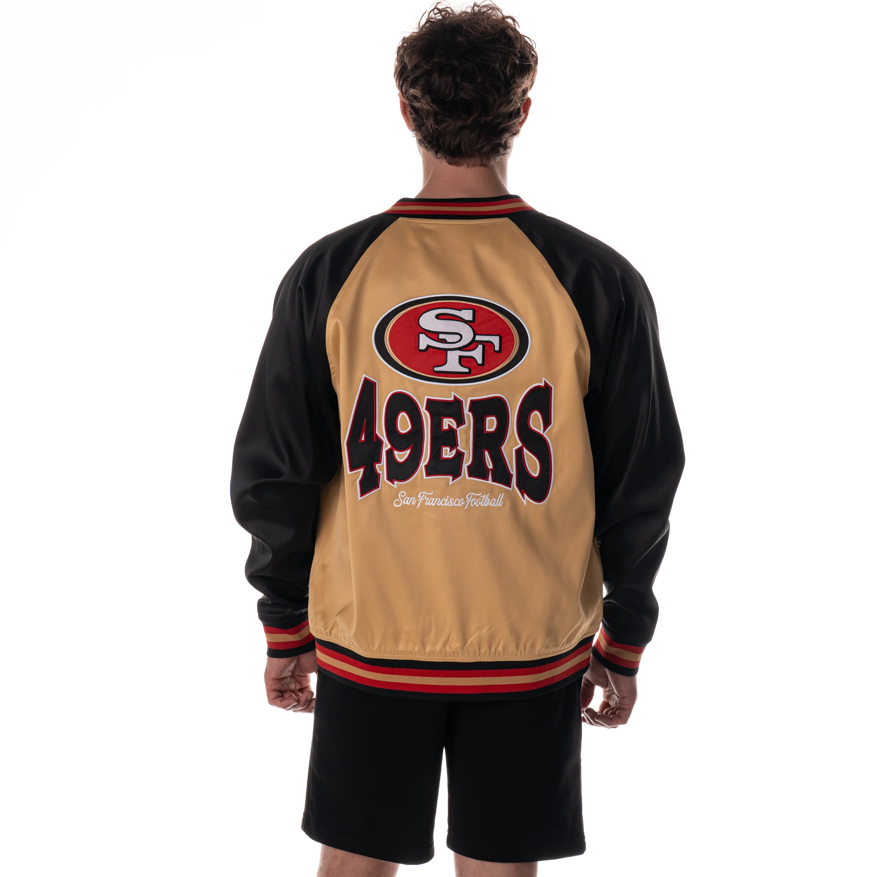 San Francisco 49ers Unisex Satin Raglan Bomber - Gold - Image 3