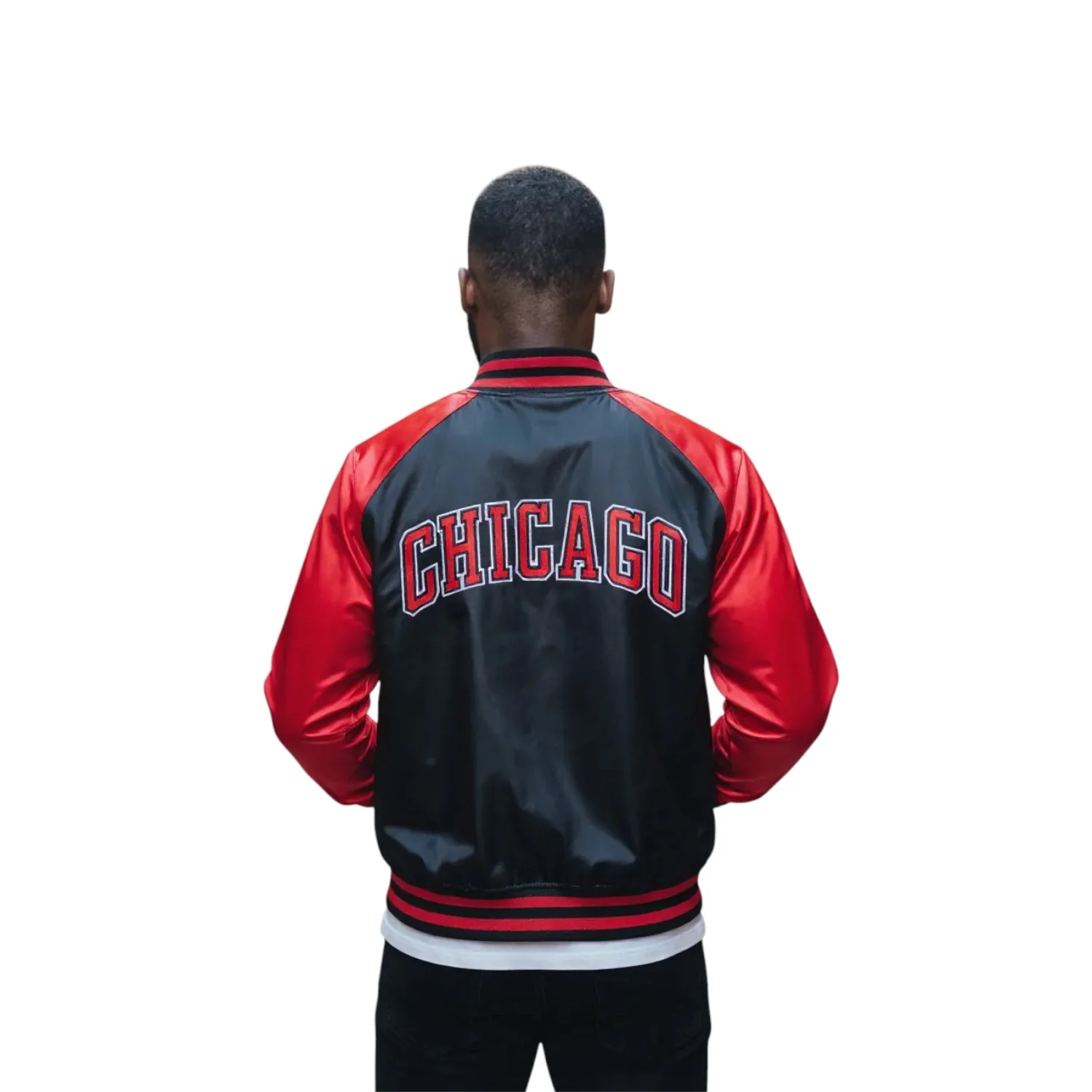 Chicago Bulls Unisex Statement Satin Bomber - Black - Image 4
