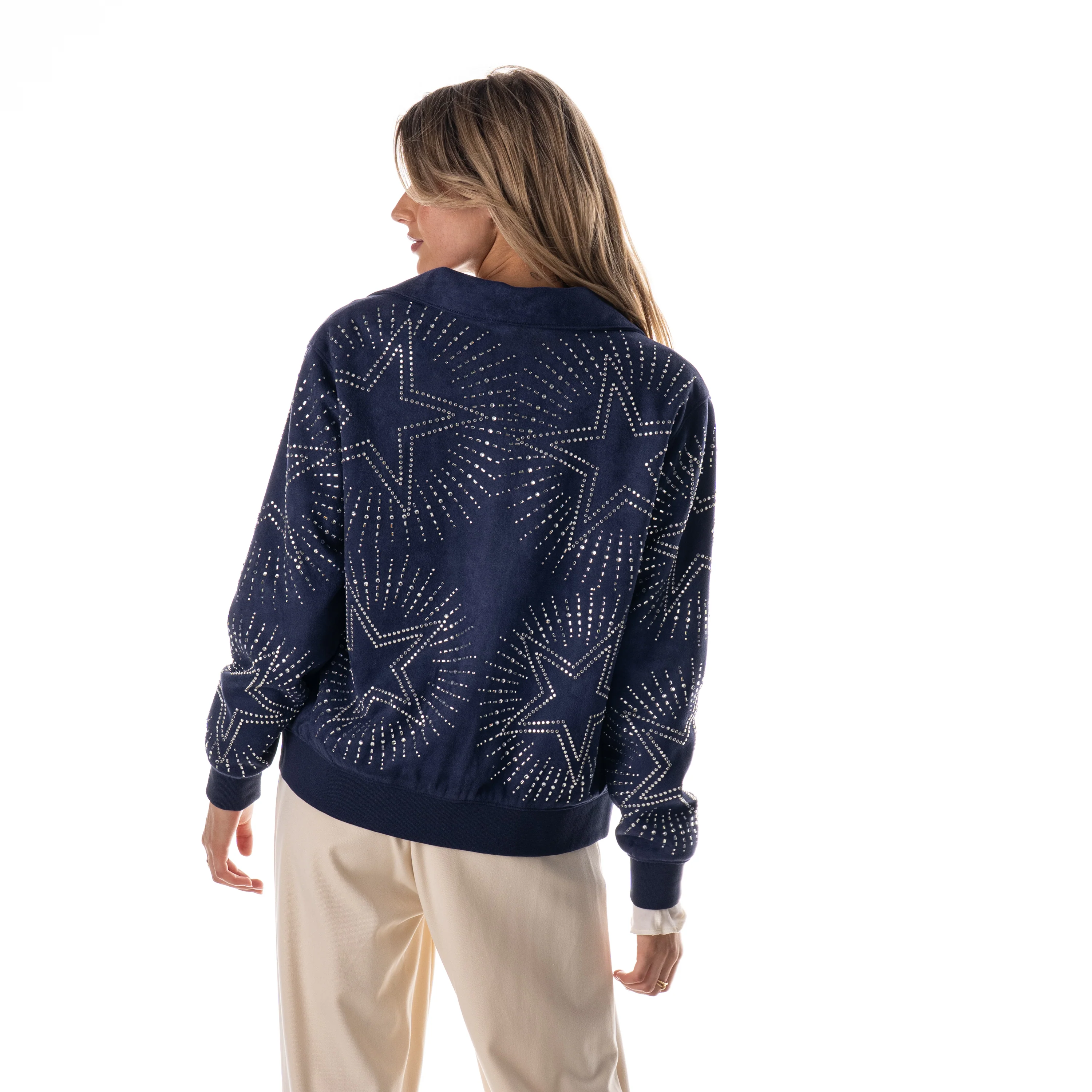 Dallas Cowboys Women's Suede Bomber - Navy - Image 2
