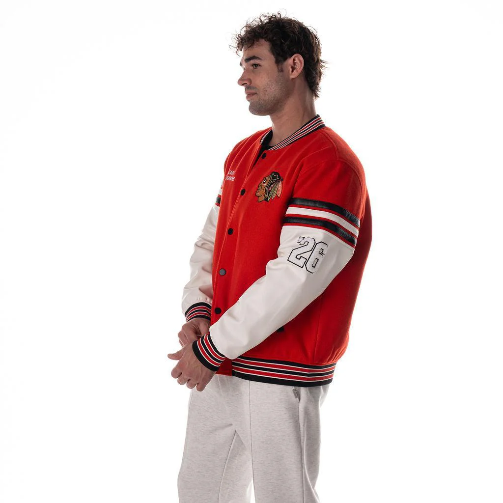 Chicago Blackhawks Unisex Drop Shoulder Varsity Jacket - Red - Image 4