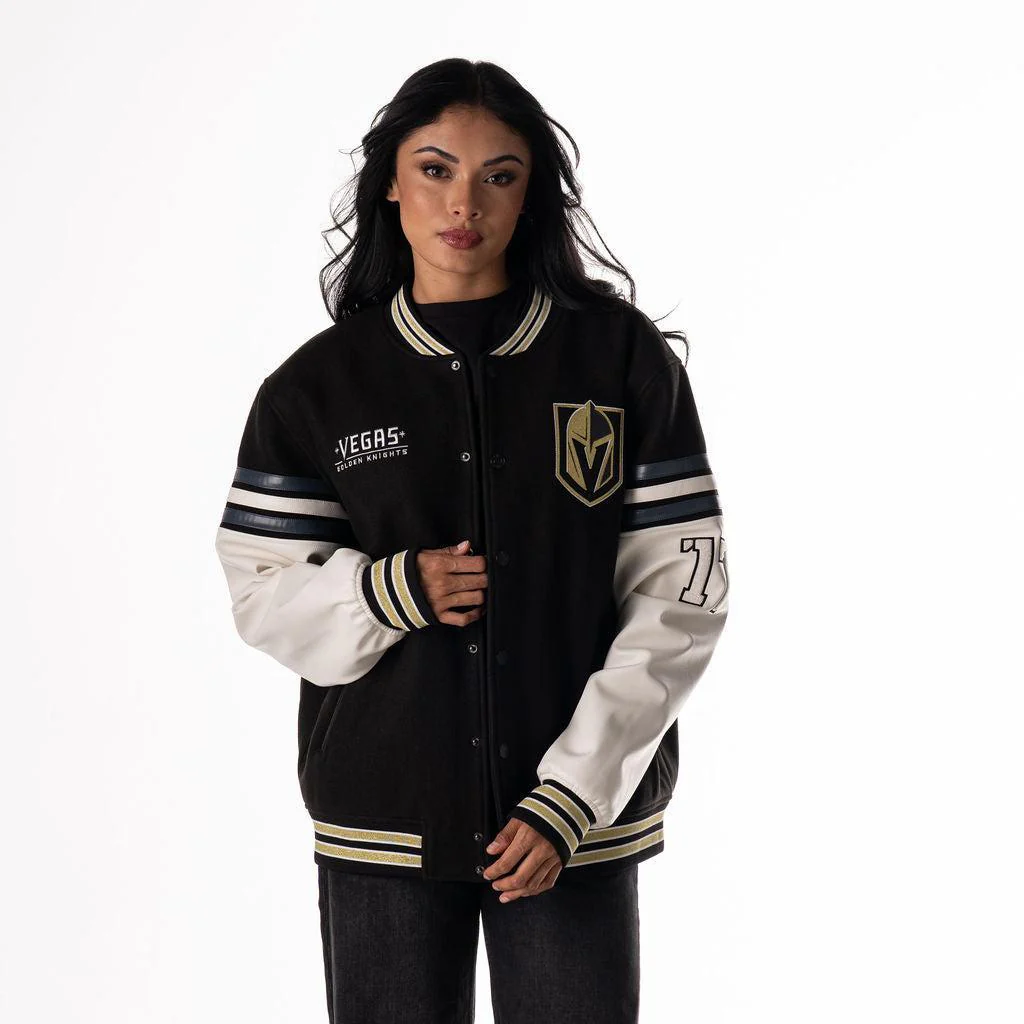 Vegas Golden Knights Unisex Shoulder Varsity Jacket - Black - Image 3
