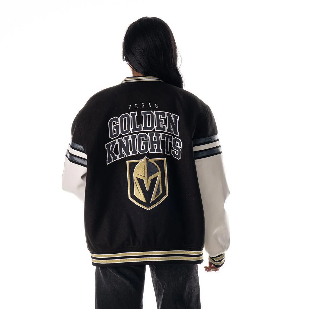 Vegas Golden Knights Unisex Shoulder Varsity Jacket - Black - Image 5