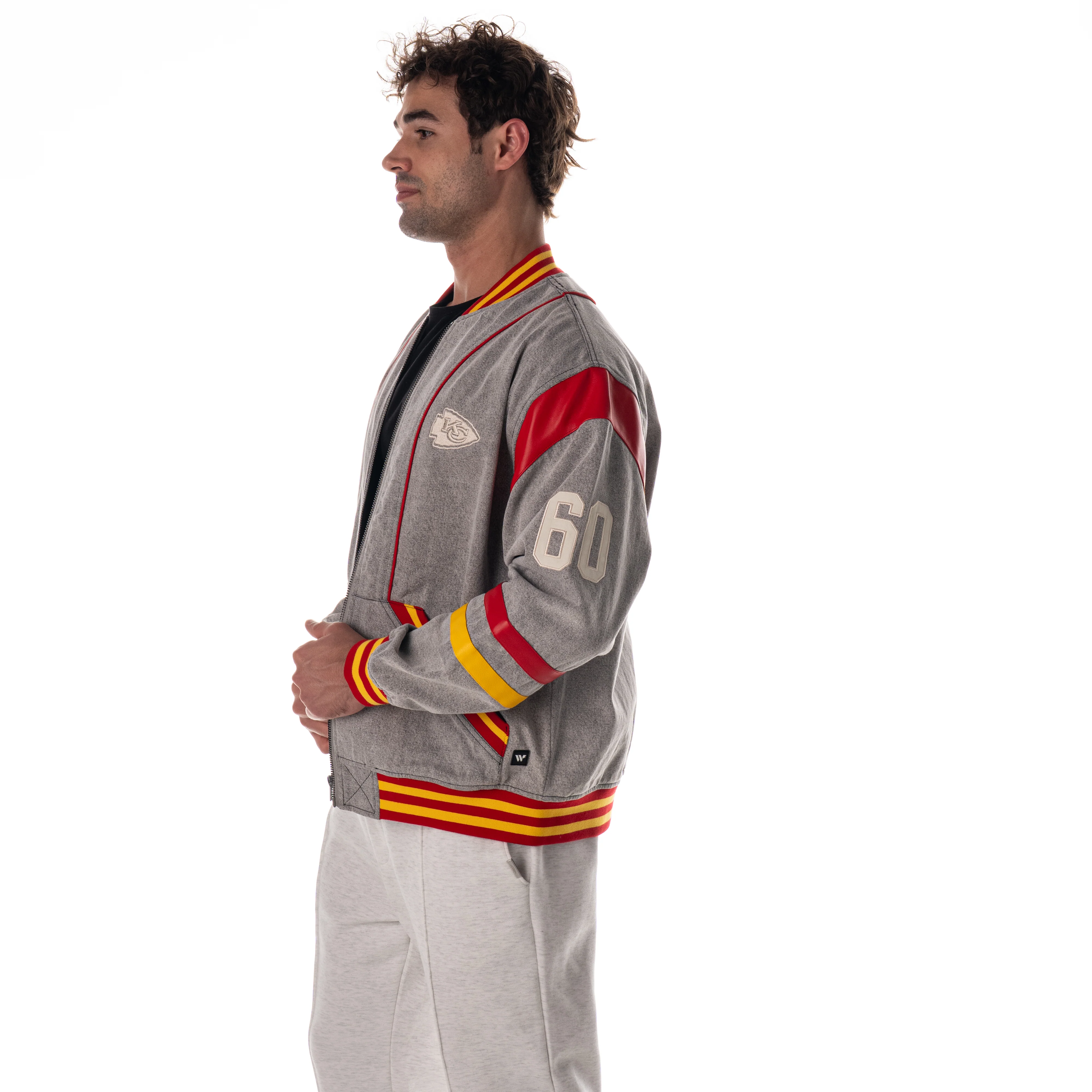 Kansas City Chiefs Retro Unisex Oversized Denim Jacket - Grey - Image 4