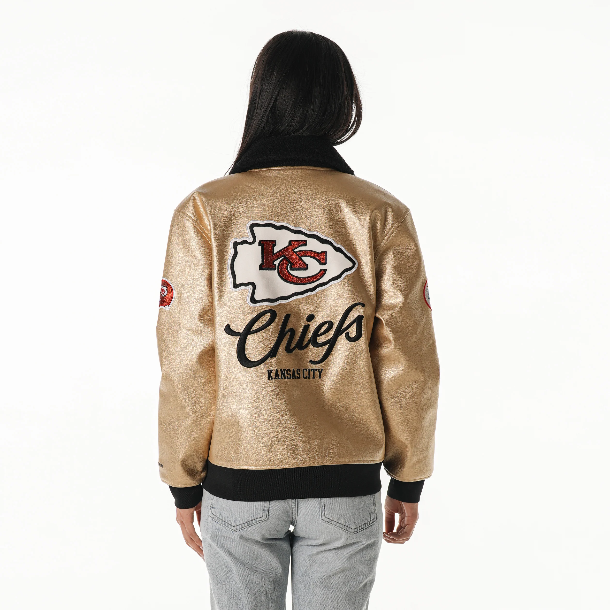 Kansas City Chiefs  Women's Metallic Bomber - Gold - Image 2