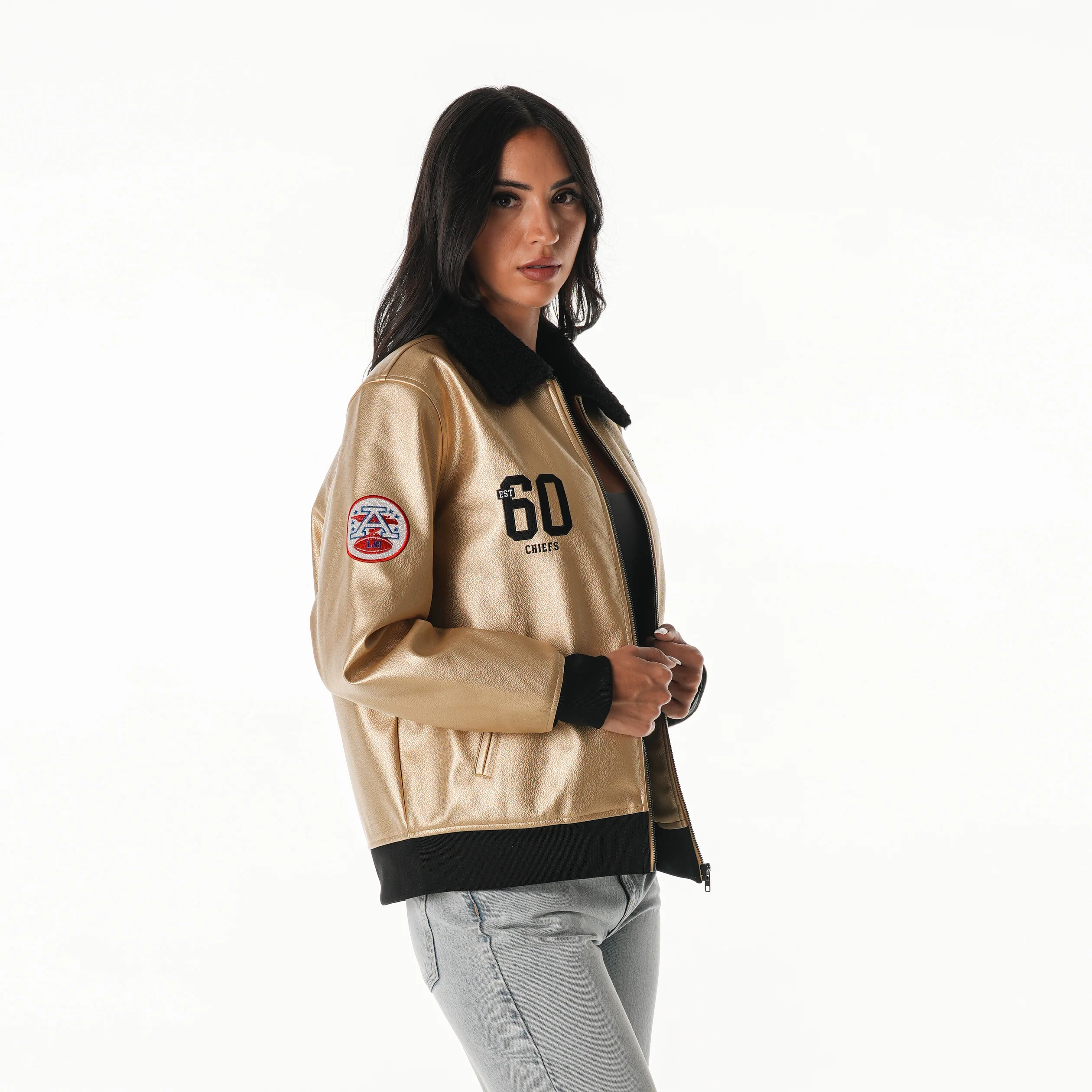 Kansas City Chiefs  Women's Metallic Bomber - Gold - Image 3