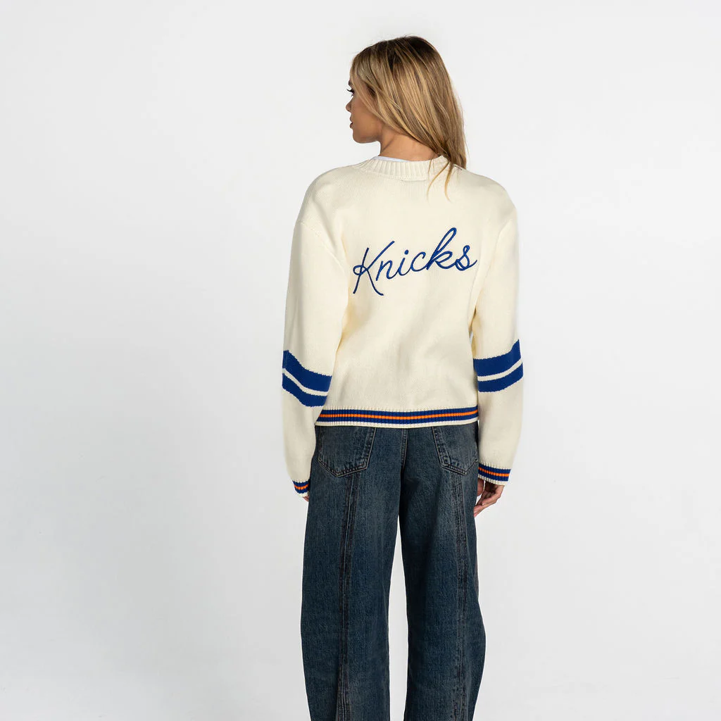 New York Knicks Women’s Jaquard Cardigan - Cream - Image 2