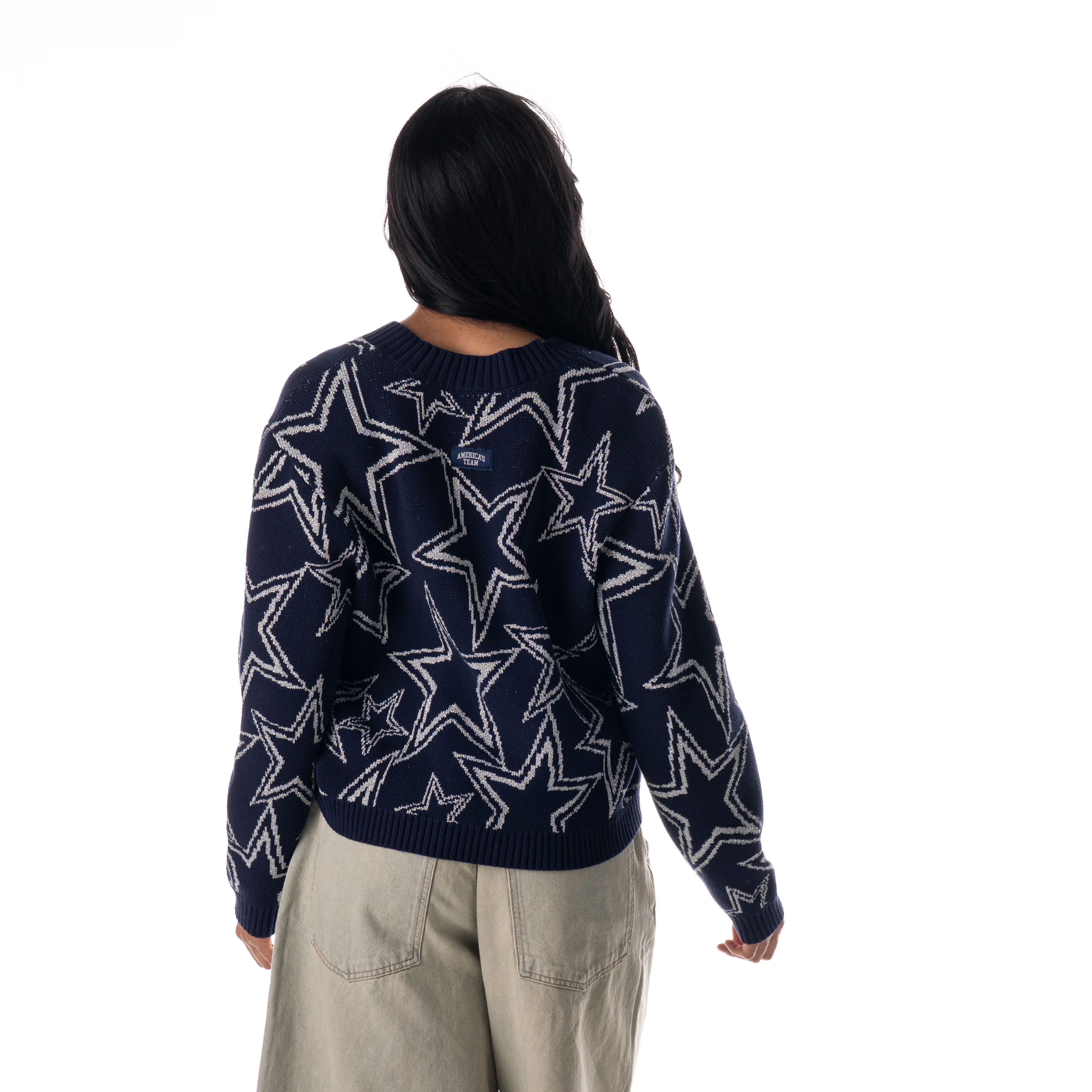 Dallas Cowboys Women’s  Cropped Cardigan – Navy - Image 2