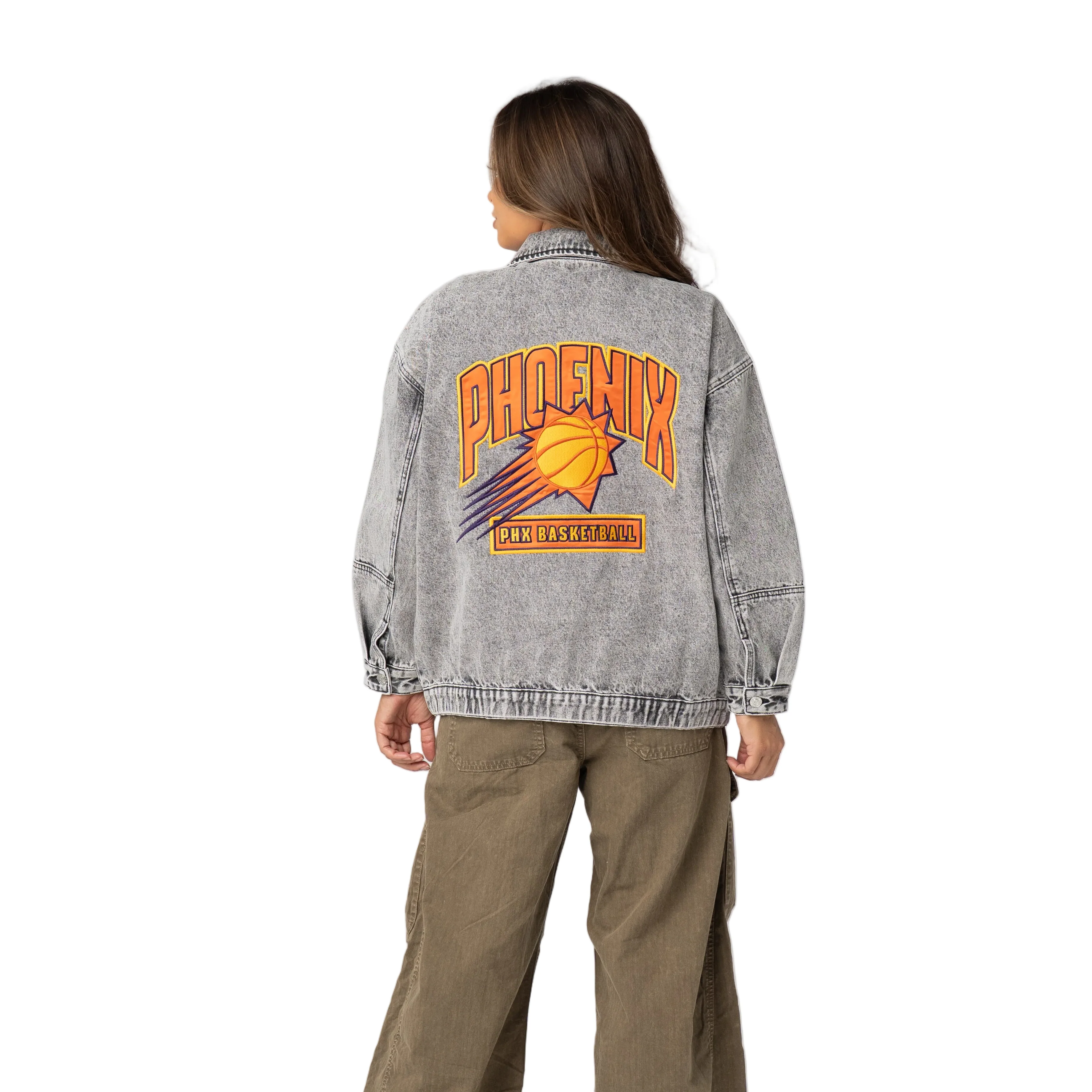 Phoenix Suns Women’s Oversized Denim Jacket – Grey Denim - Image 4