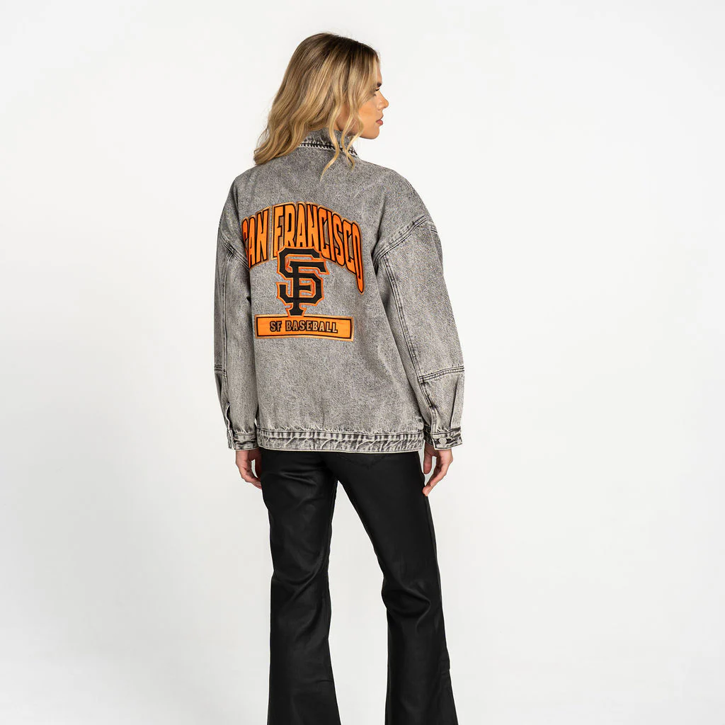 San Francisco Giants Women's Oversized Denim Jacket - Denim - Image 4