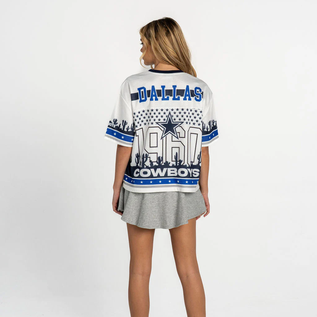 Dallas Cowboys Women’s Cropped Perforated Tee - White - Image 3