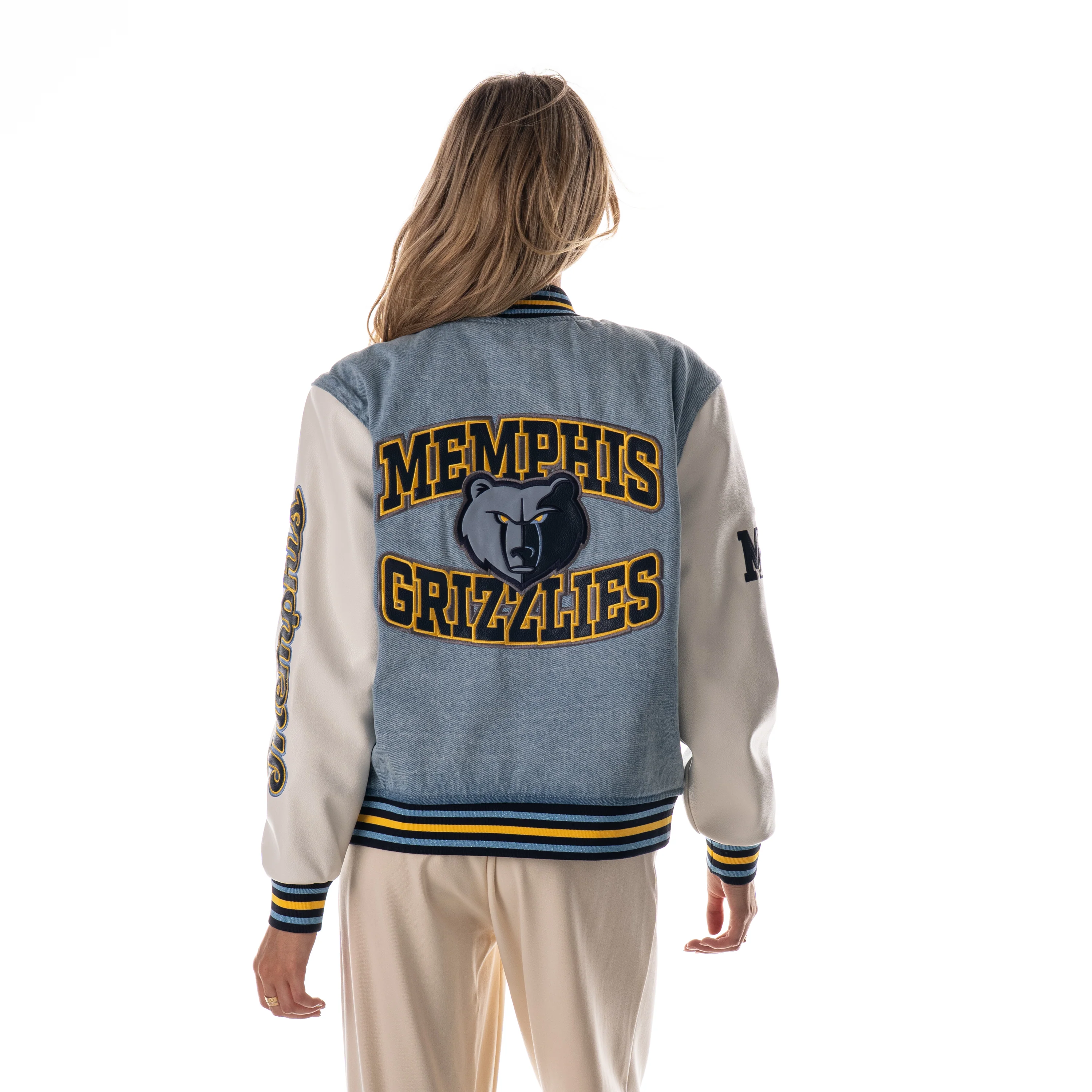 Memphis Grizzlies Women's Denim Varsity Jacket - Denim - Image 3