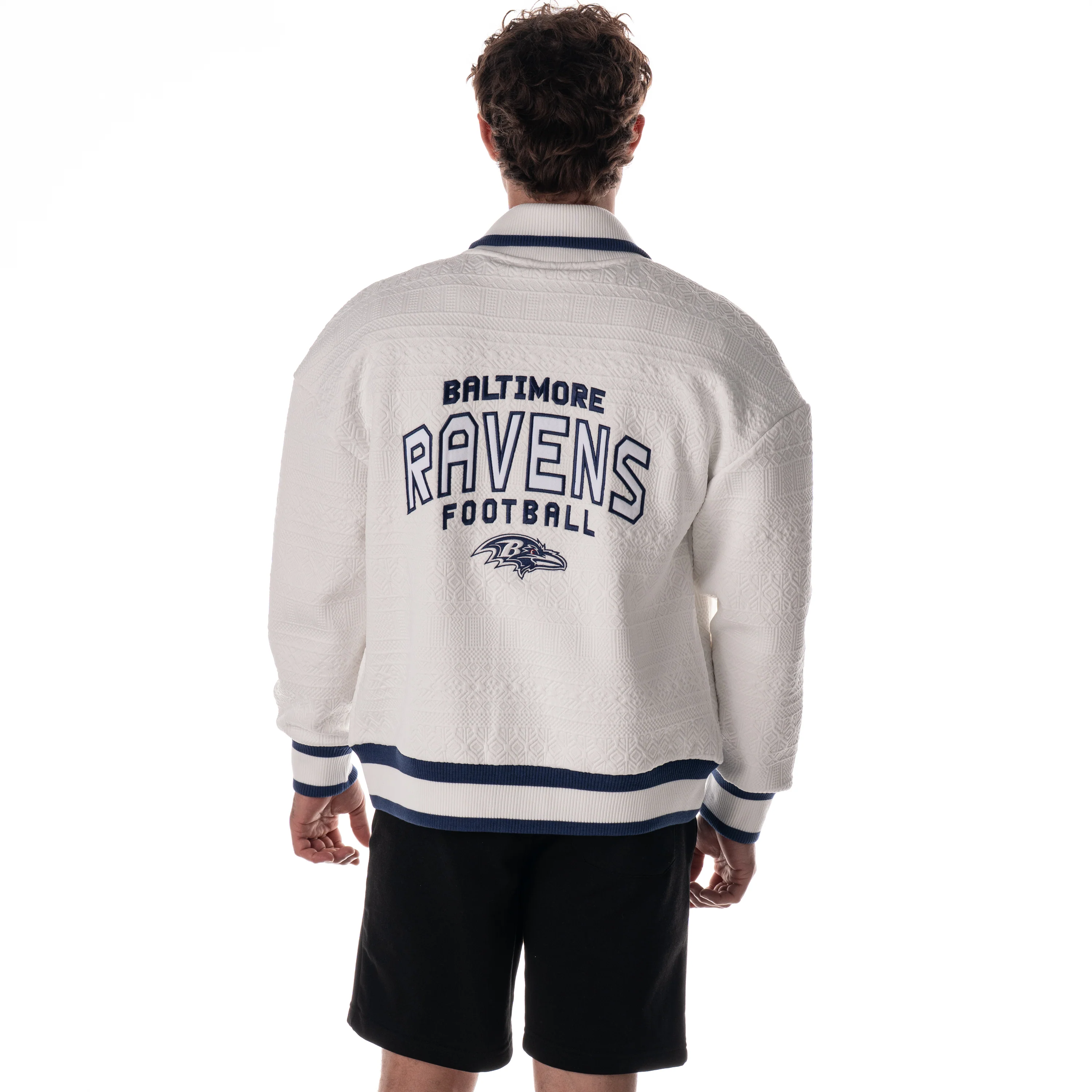 Baltimore Ravens Unisex Embossed Cable Knit Bomber - Vintage - Image 4