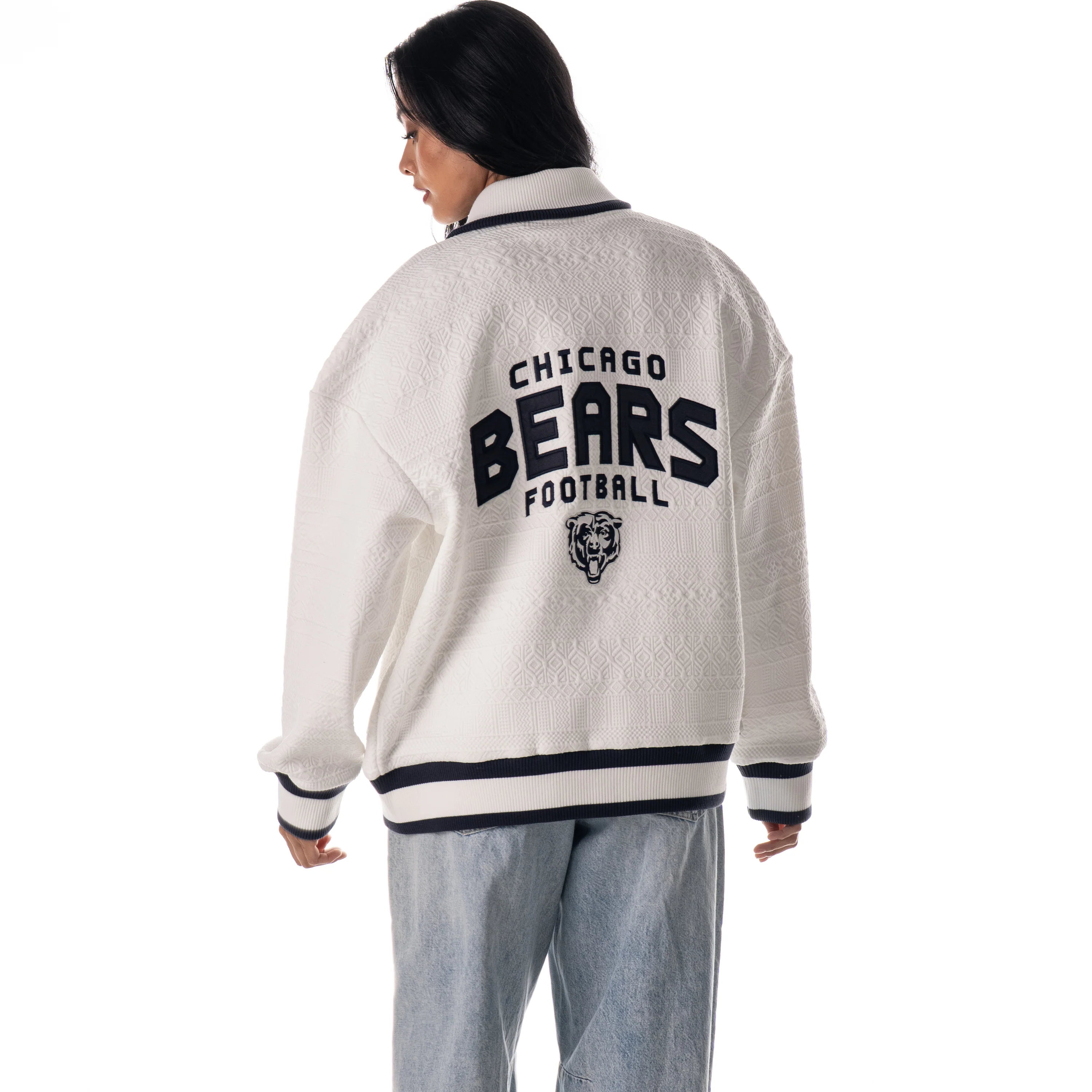 Chicago Bears Unisex Embossed Cable Knit Bomber - Vintage - Image 3