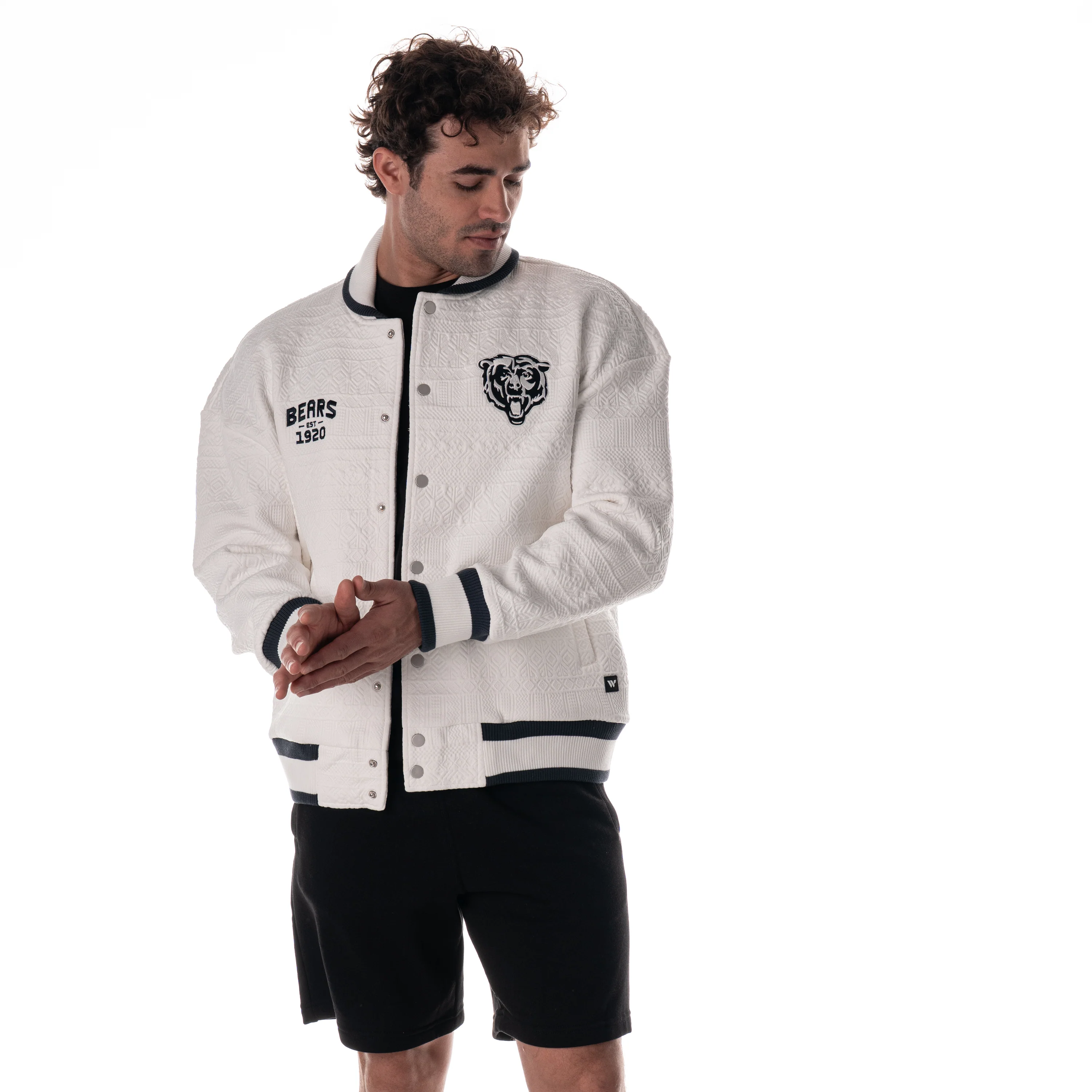 Chicago Bears Unisex Embossed Cable Knit Bomber - Vintage - Image 4