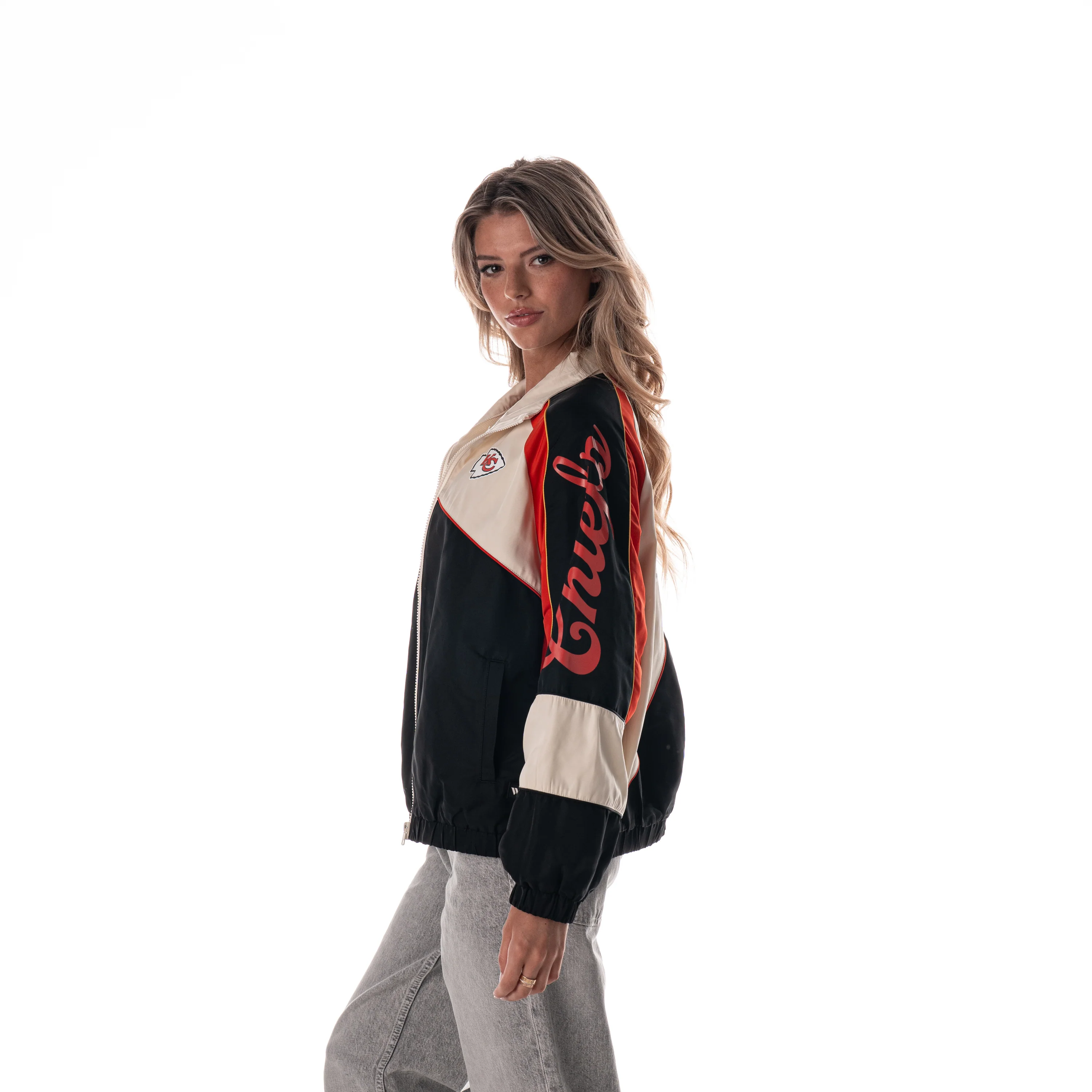 Kansas City Chiefs Women's Oversized Raglan Track Jacket - Multi - Image 3