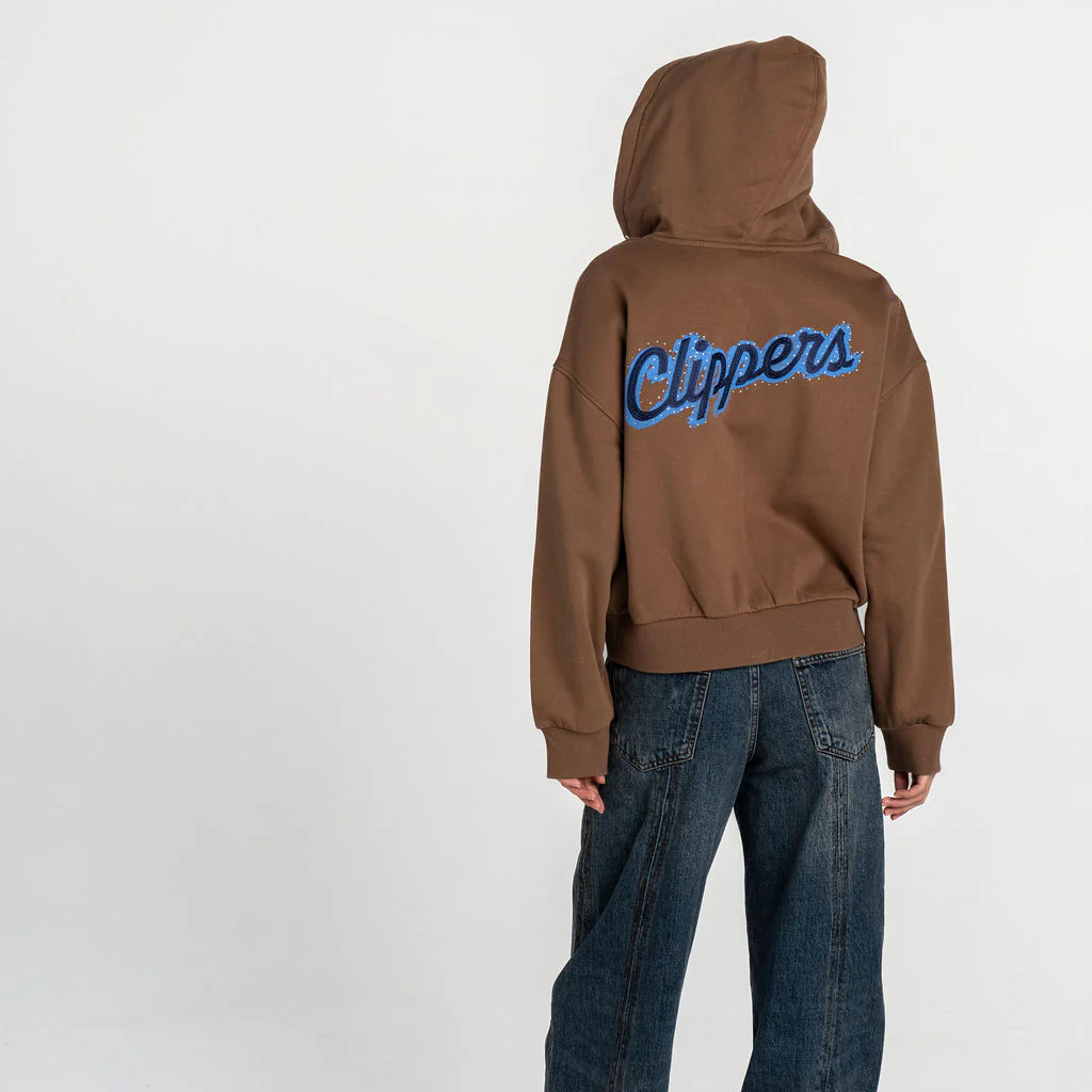 Los Angeles Clippers Women’s Washed Zip - Brown - Image 3