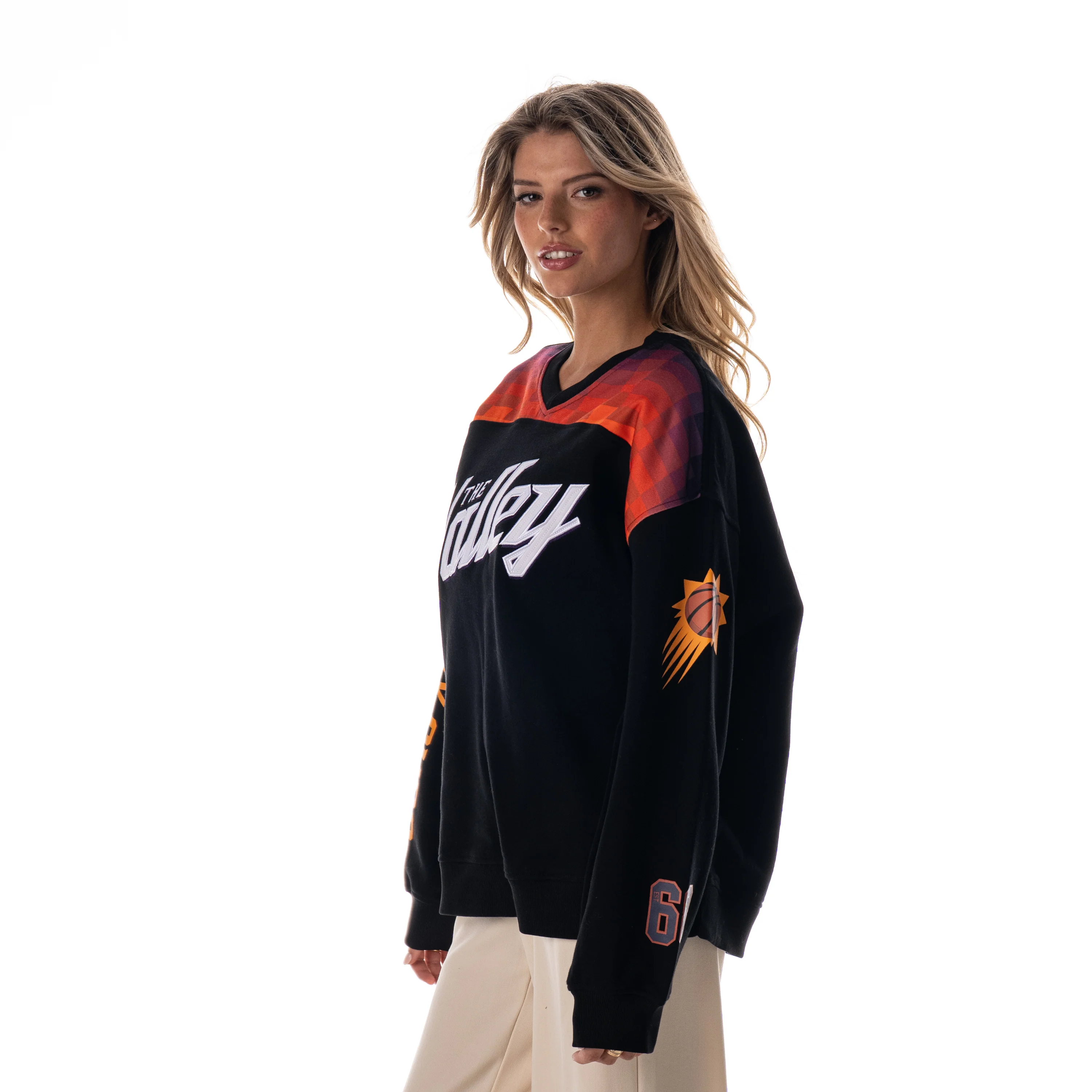 Phoenix Suns Women's Oversized V-Neck Fleece - Black - Image 2