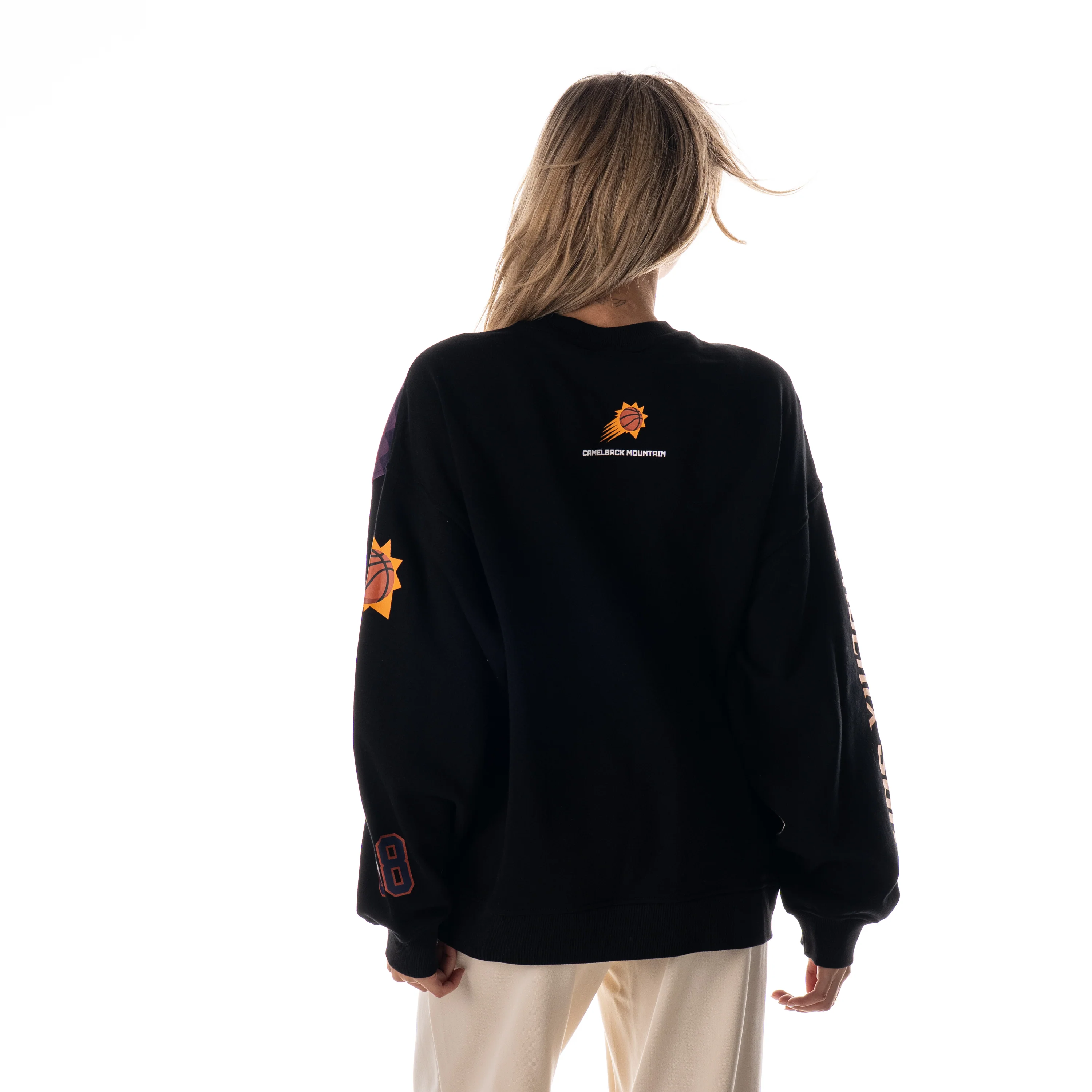 Phoenix Suns Women's Oversized V-Neck Fleece - Black - Image 3