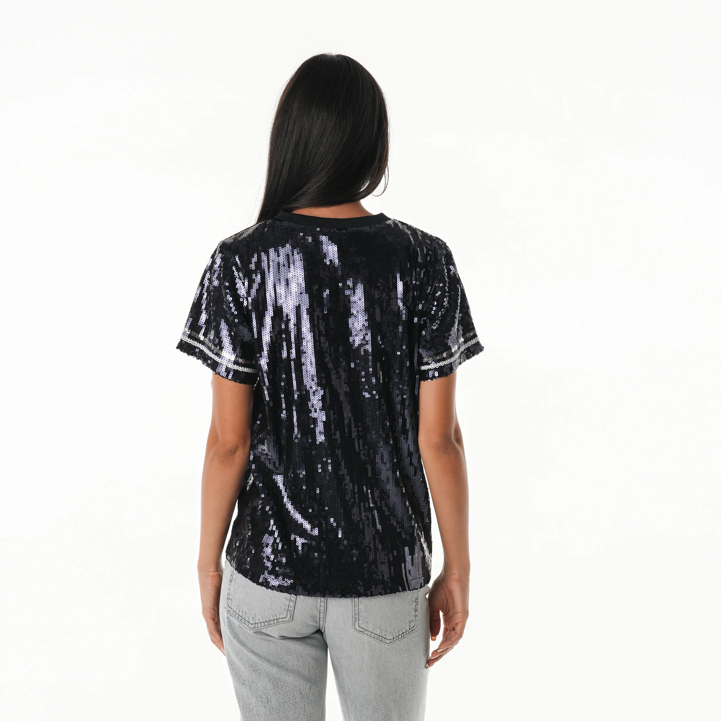 Dallas Cowboys Women's Sequin Tee - Navy - Image 2