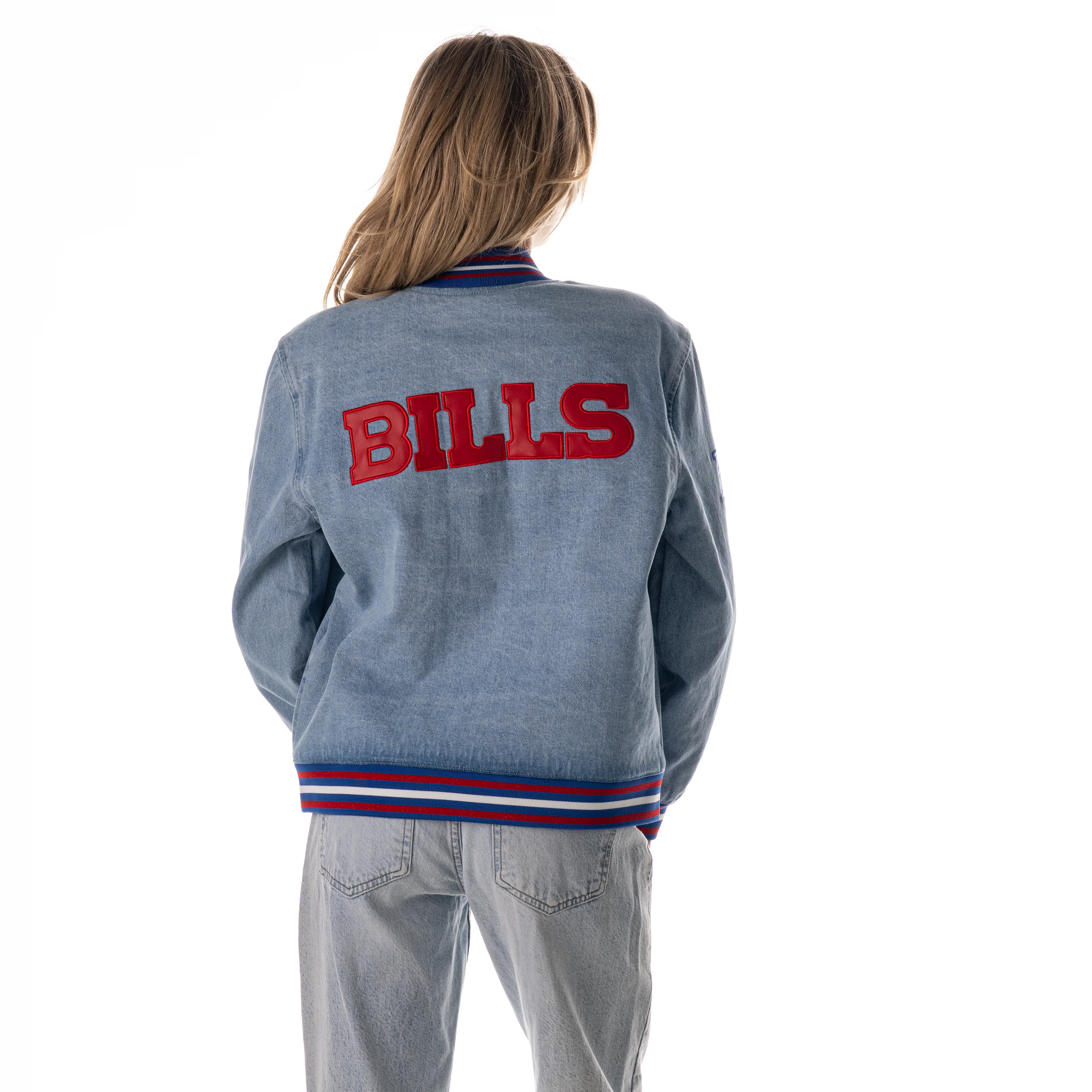 Buffalo Bills Women's Denim Varsity Jacket - Denim - Image 3